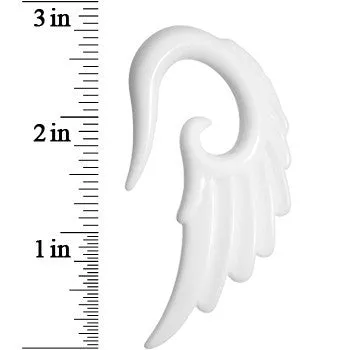 0 Gauge White Acrylic Angel Wing Hanger Taper Plug Set