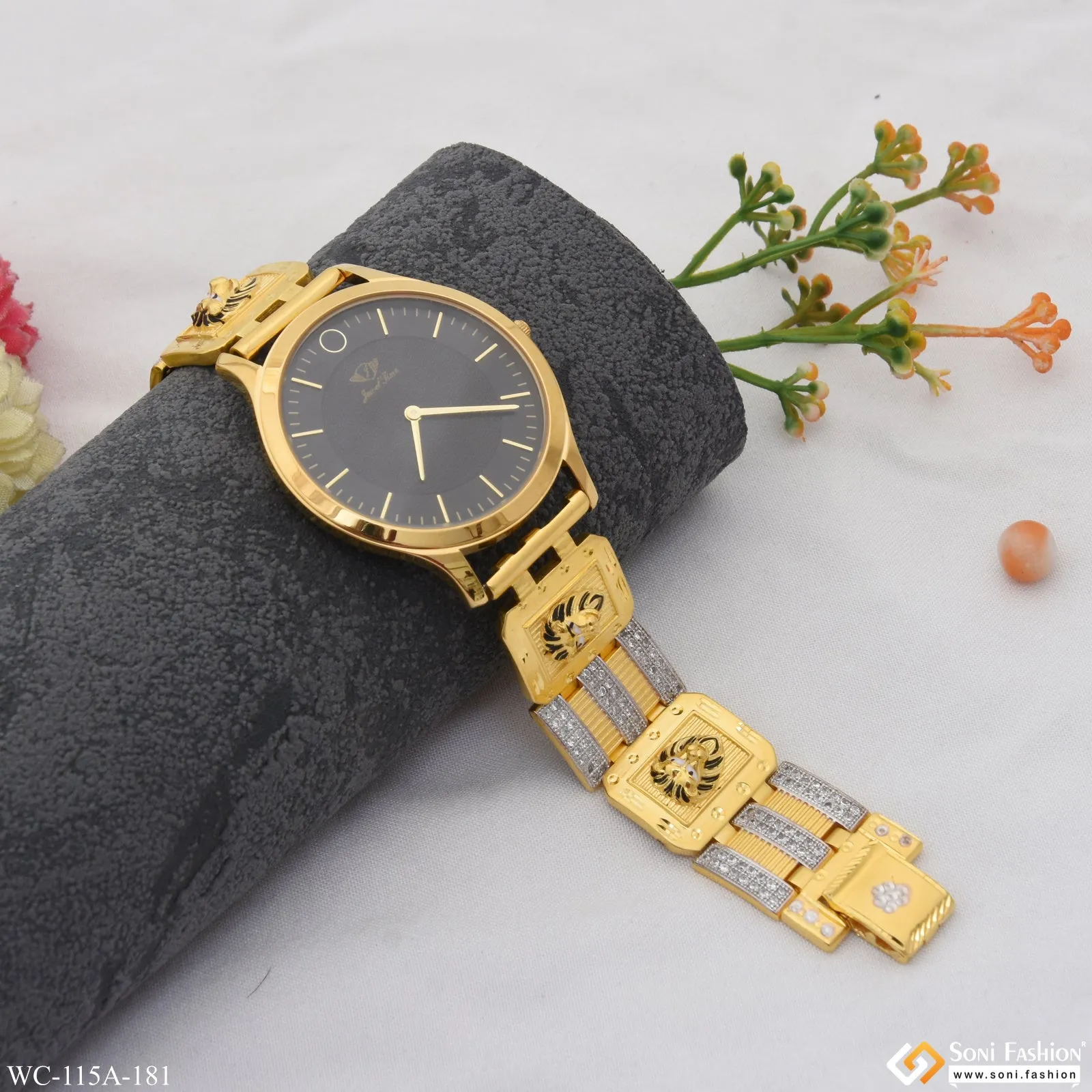 1 Gram Gold Plated Cool Design Superior Quality Watch for Men - Style A181