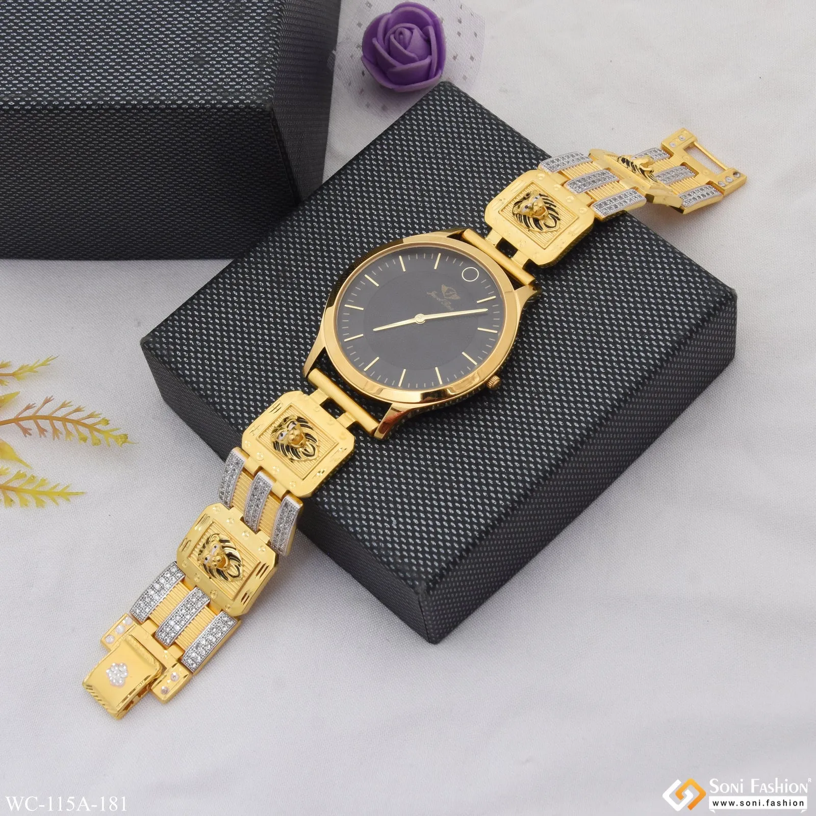 1 Gram Gold Plated Cool Design Superior Quality Watch for Men - Style A181