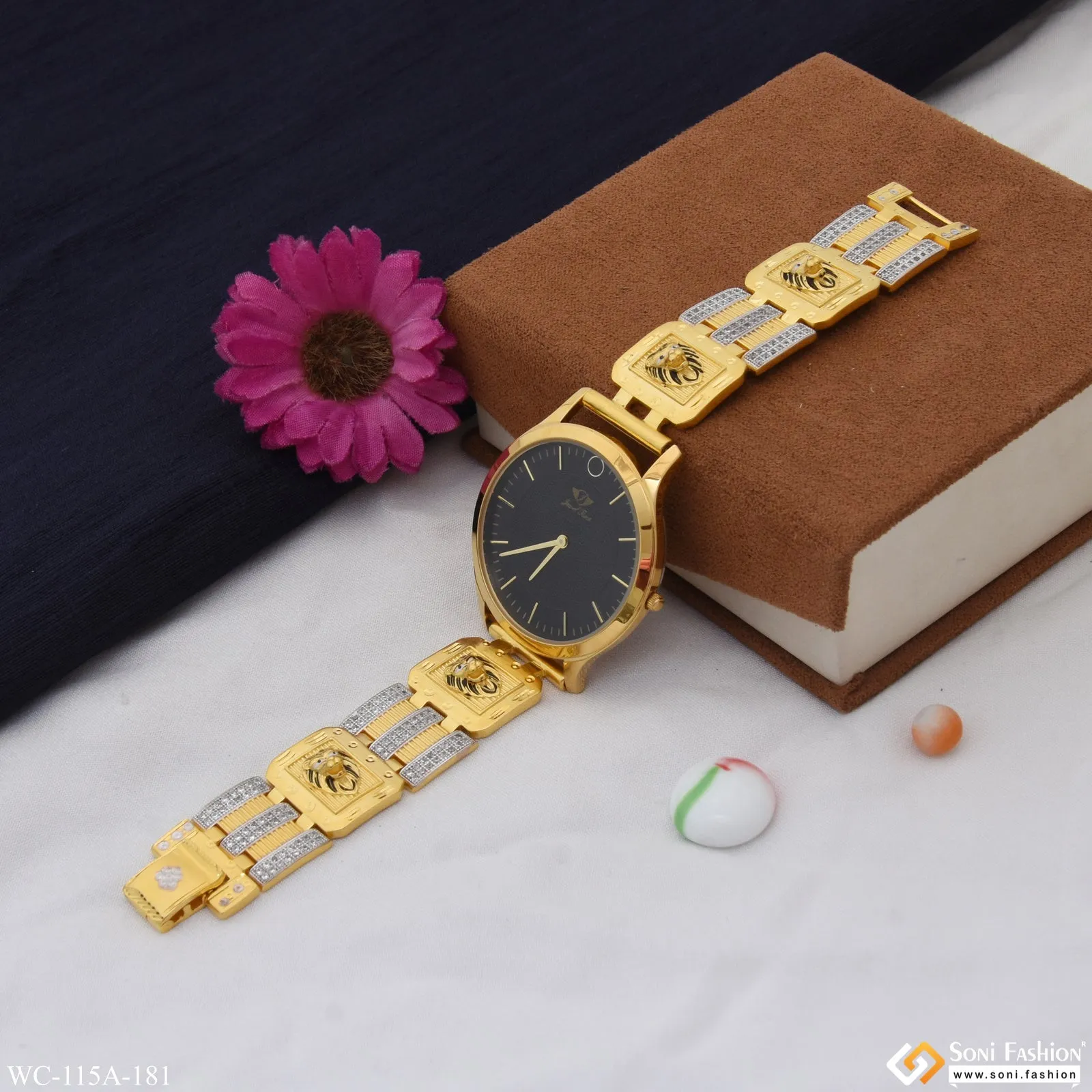 1 Gram Gold Plated Cool Design Superior Quality Watch for Men - Style A181