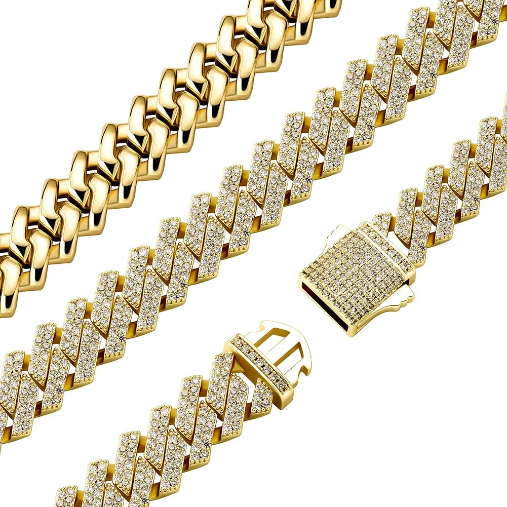 14mm Iced Full Micro Cuban Link Chain Hip Hop Jewelry Necklace for Men