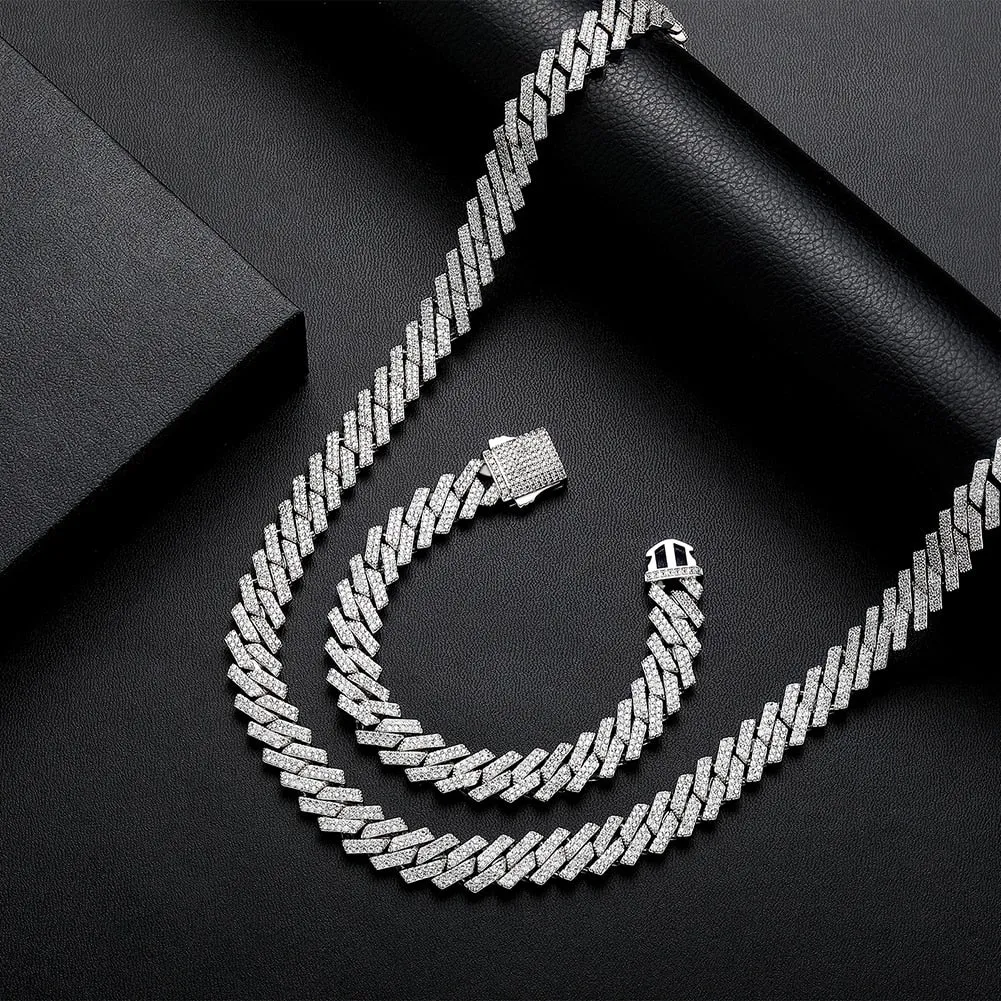 14mm Iced Full Micro Cuban Link Chain Hip Hop Jewelry Necklace for Men