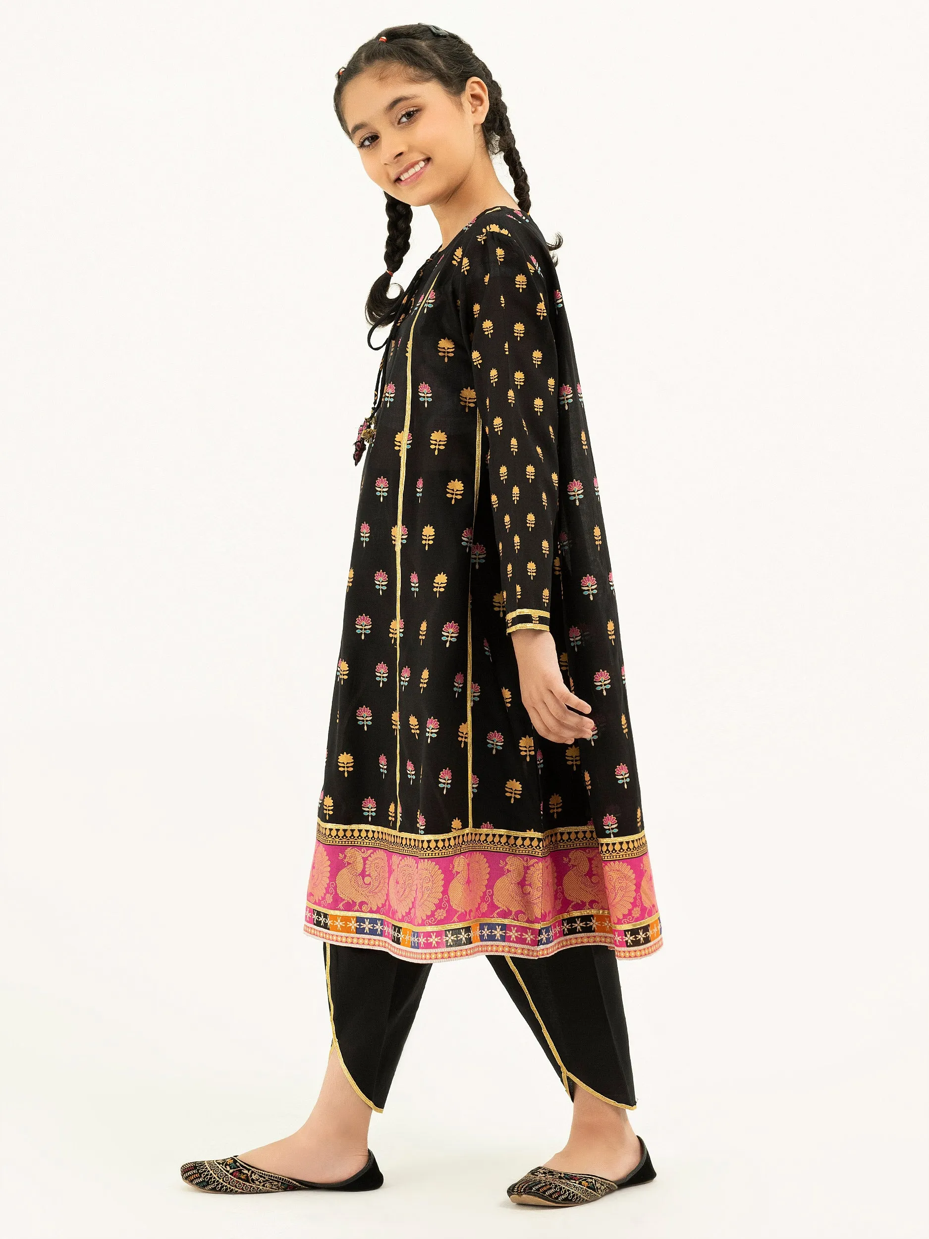 2 Piece Lawn Suit-Gold Paste Print (Pret)