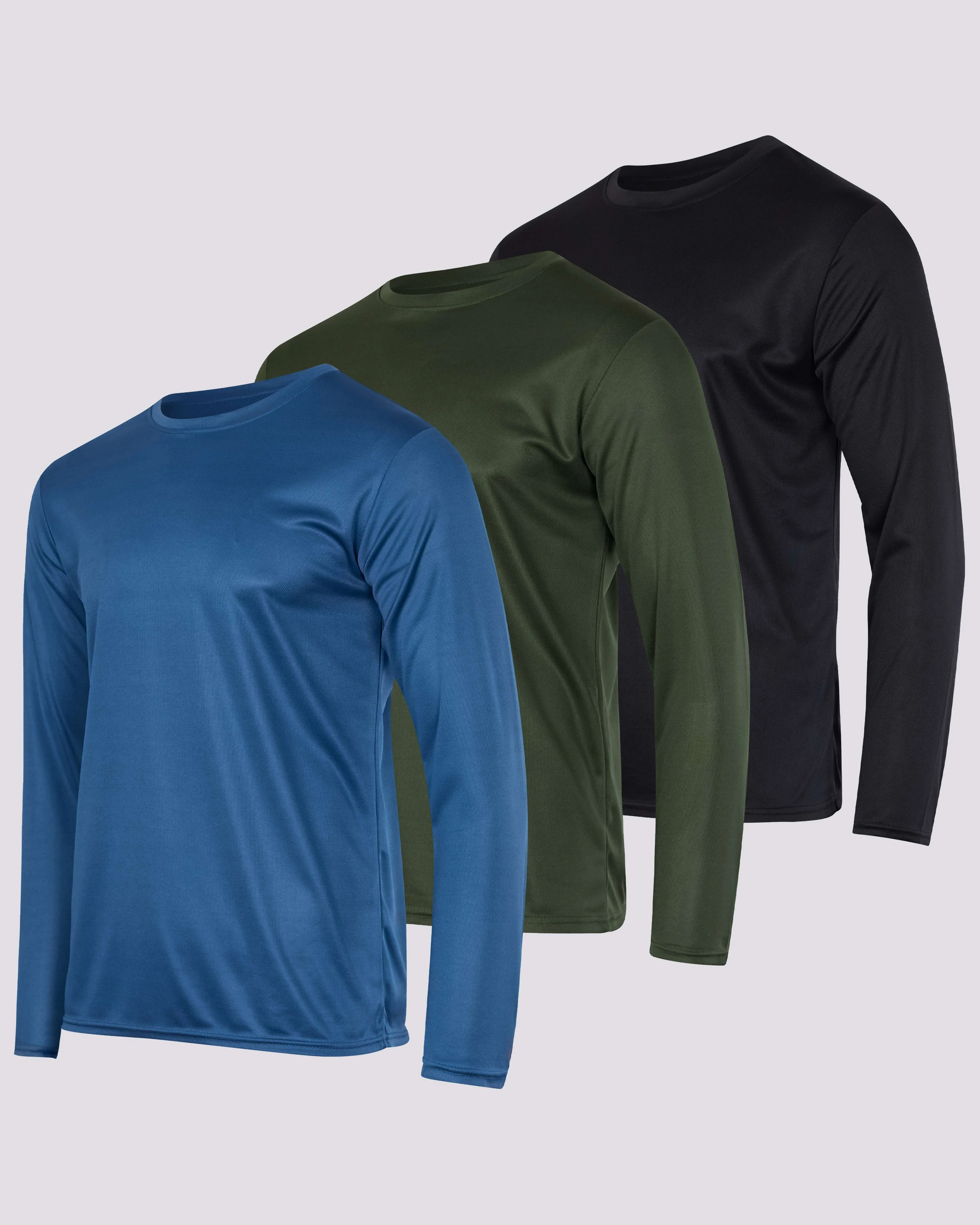 3 Pack: Mens Mesh Long Sleeve Active T-Shirt