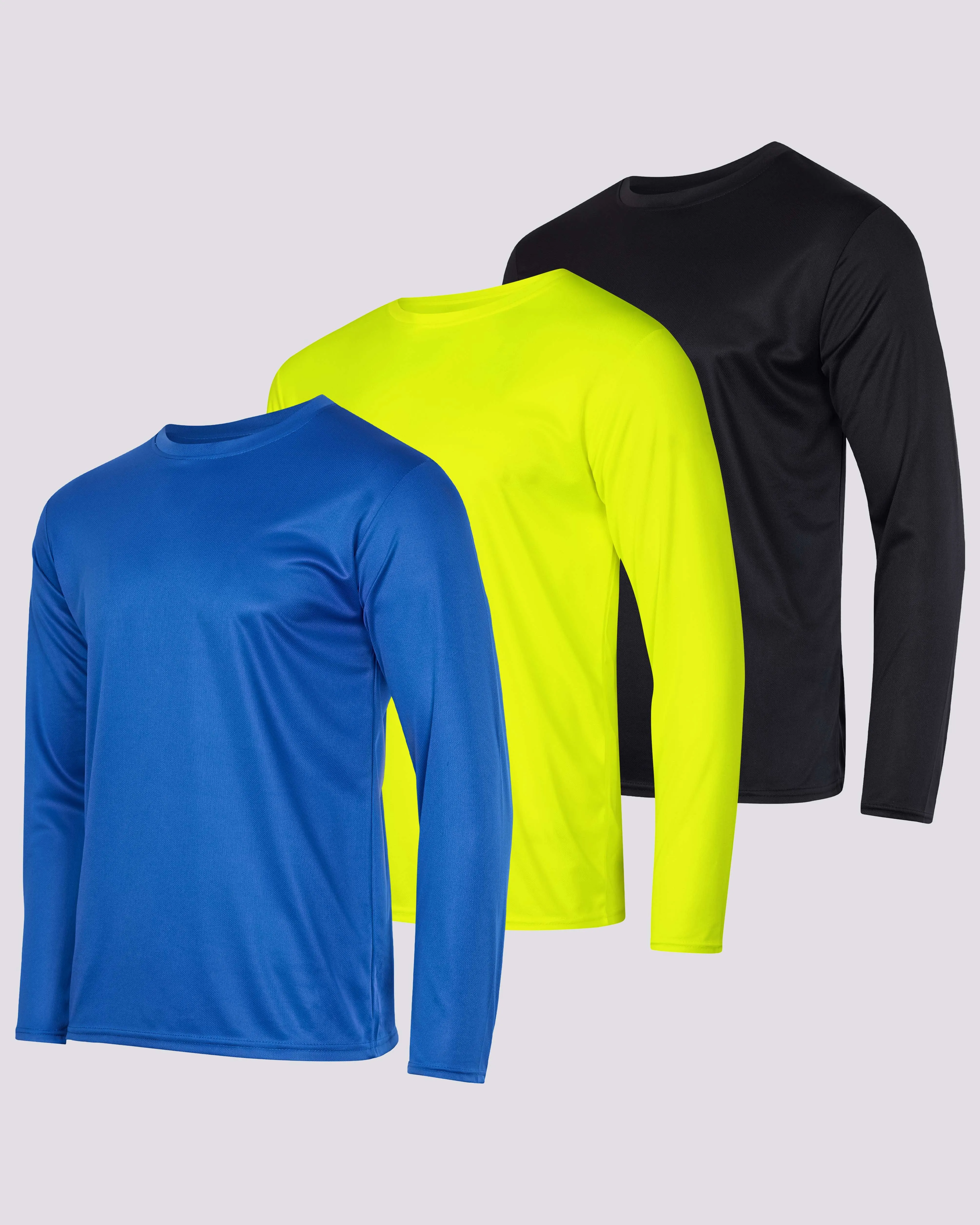 3 Pack: Mens Mesh Long Sleeve Active T-Shirt