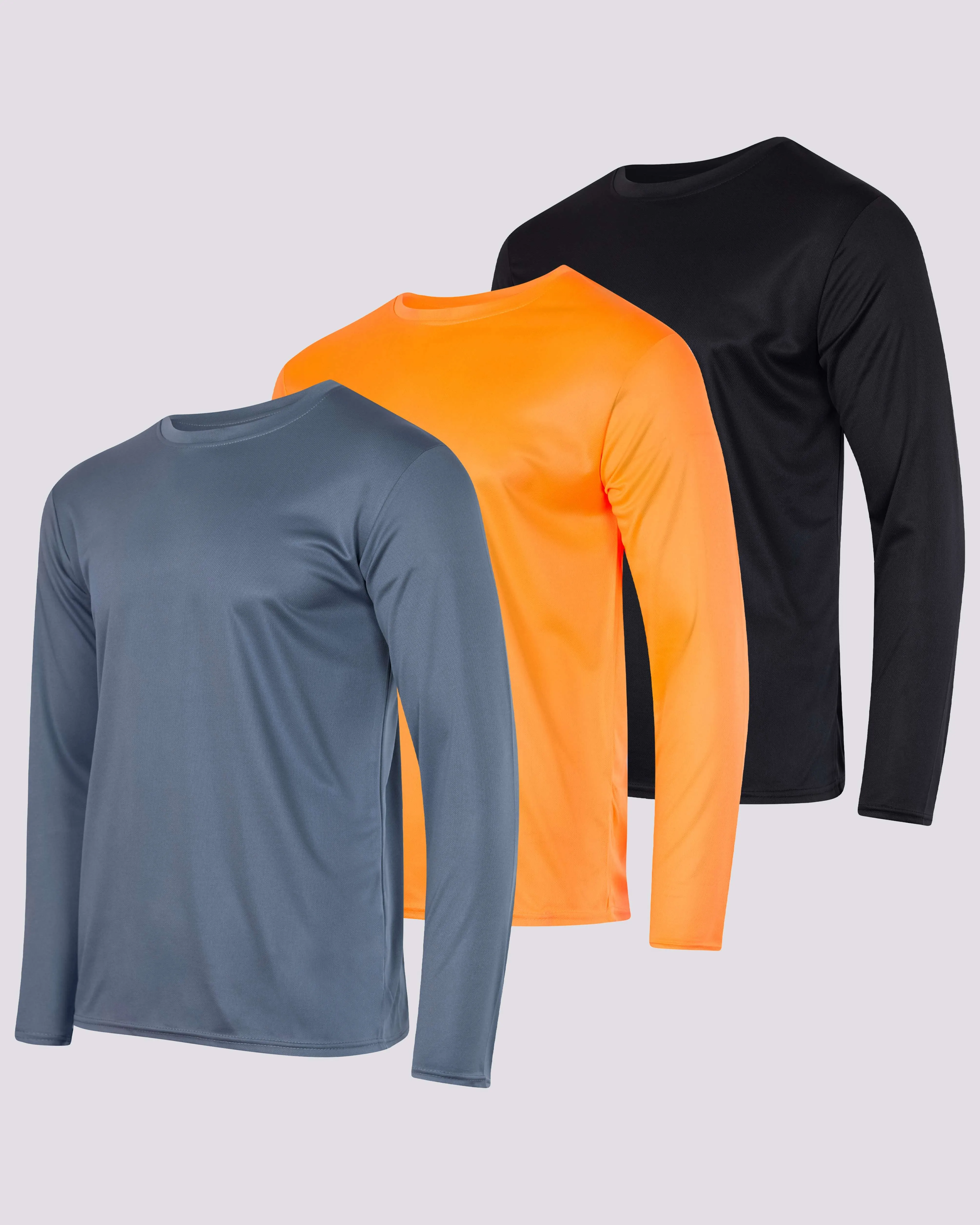 3 Pack: Mens Mesh Long Sleeve Active T-Shirt