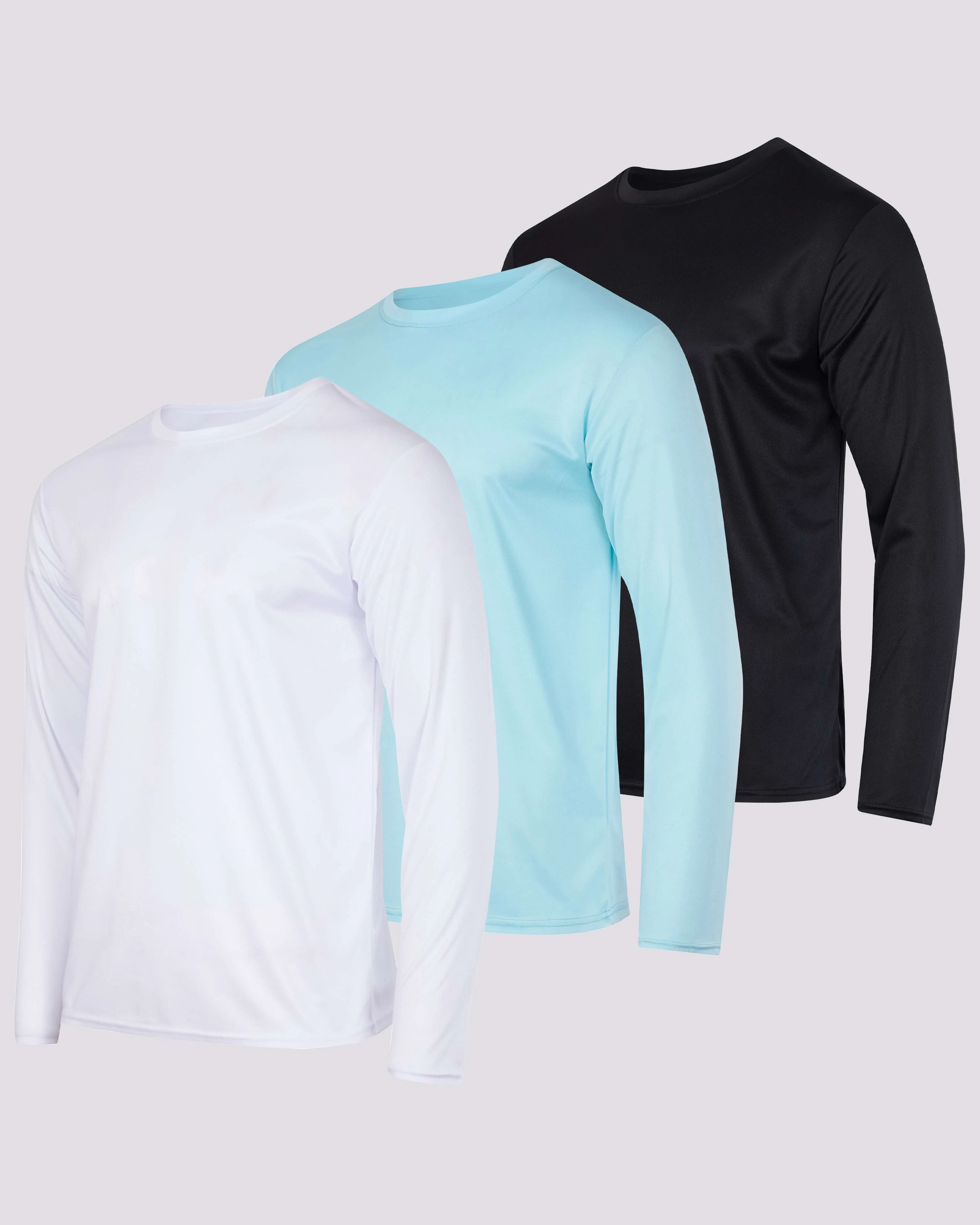 3 Pack: Mens Mesh Long Sleeve Active T-Shirt