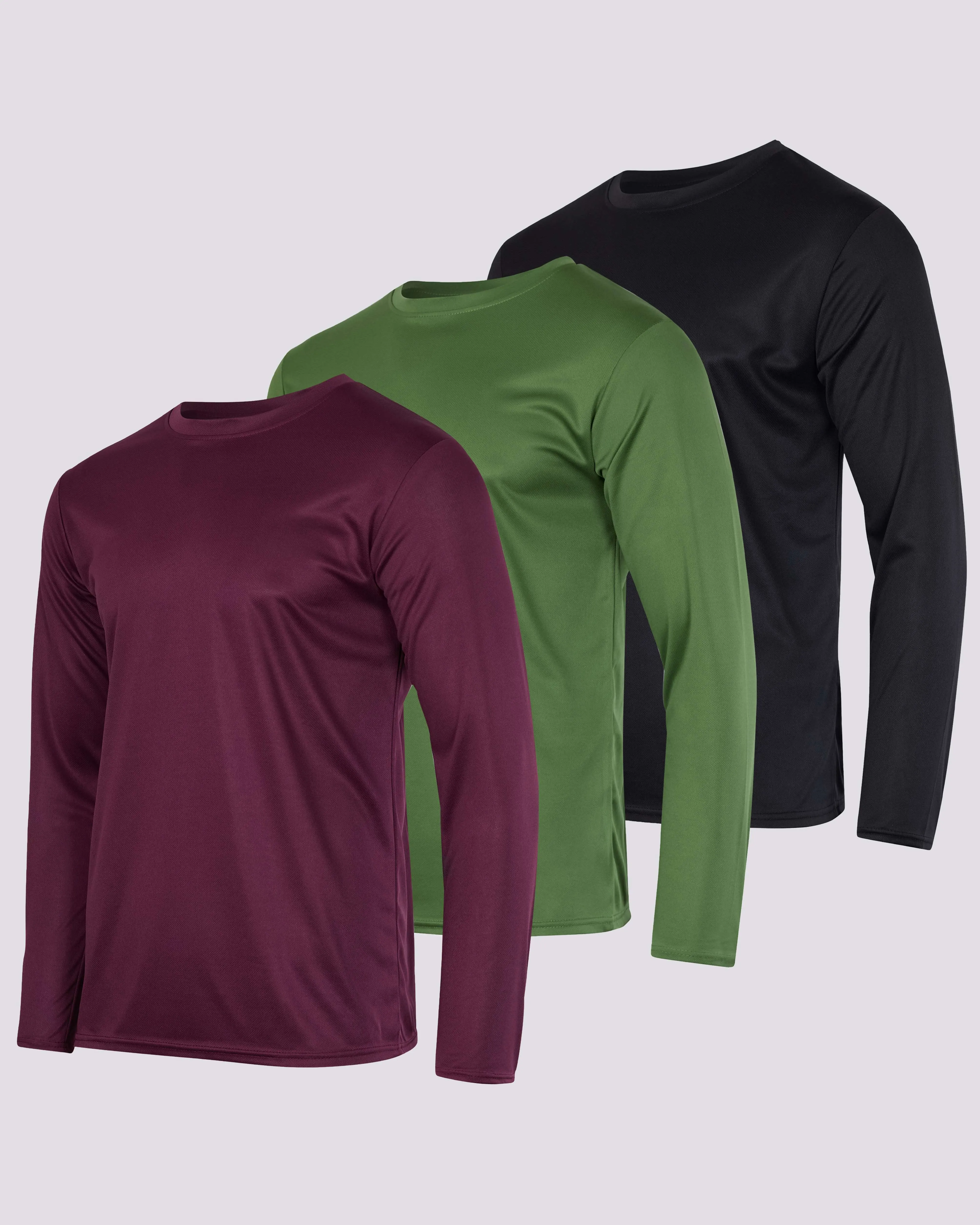 3 Pack: Mens Mesh Long Sleeve Active T-Shirt