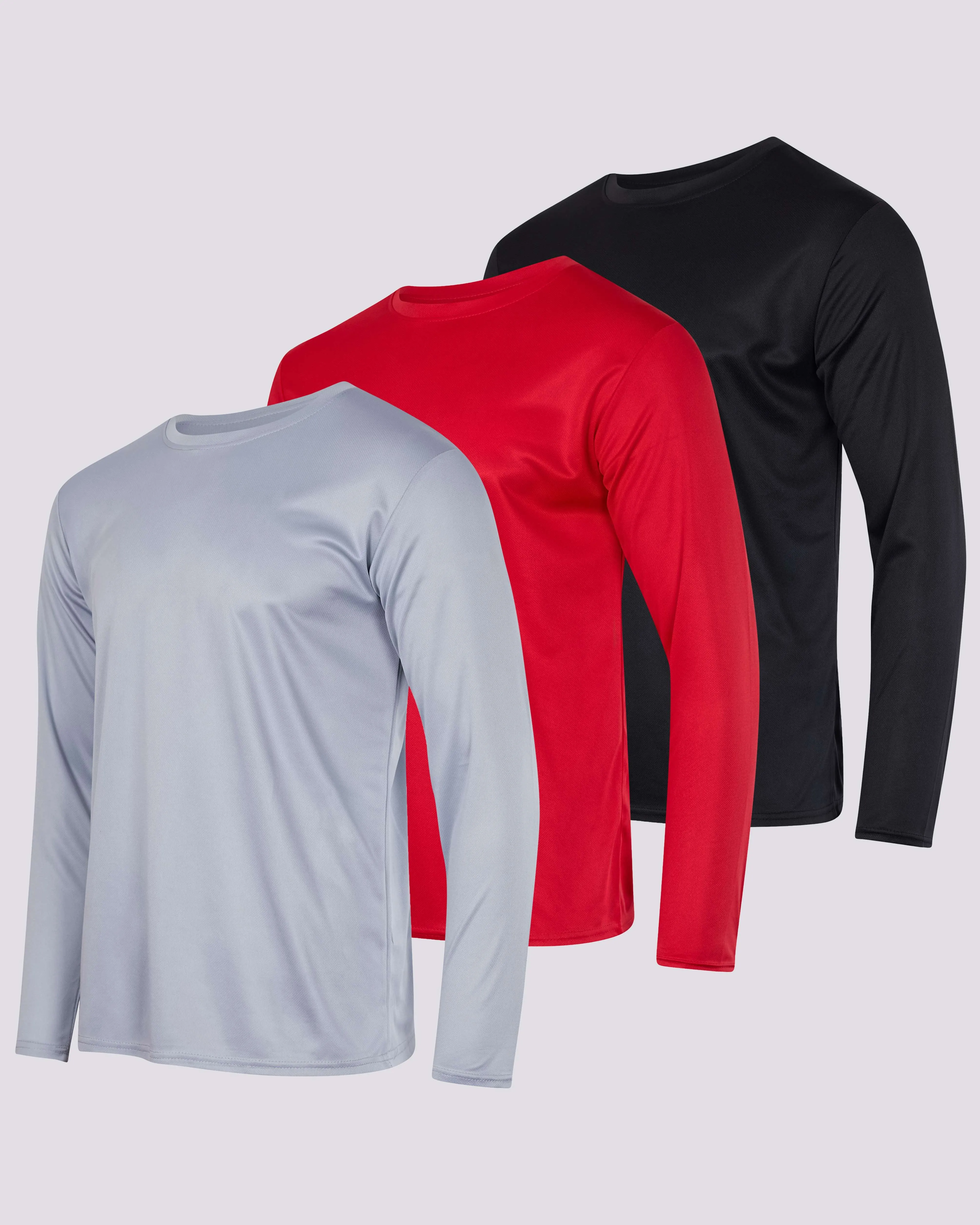 3 Pack: Mens Mesh Long Sleeve Active T-Shirt