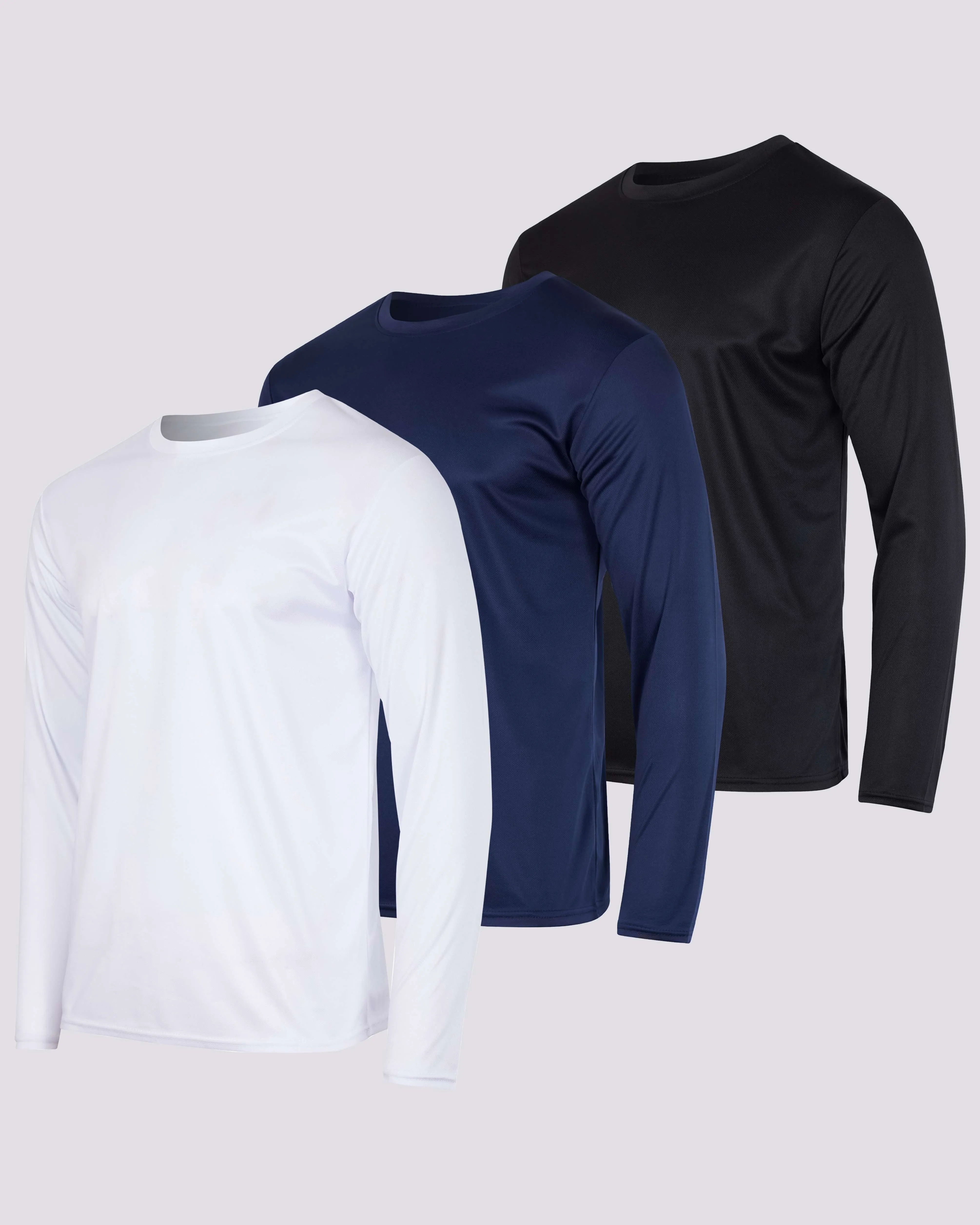 3 Pack: Mens Mesh Long Sleeve Active T-Shirt