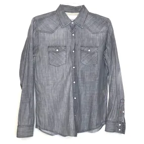 Aeropostale Mens Size S Gray Western Snap-Up Shirt L/s