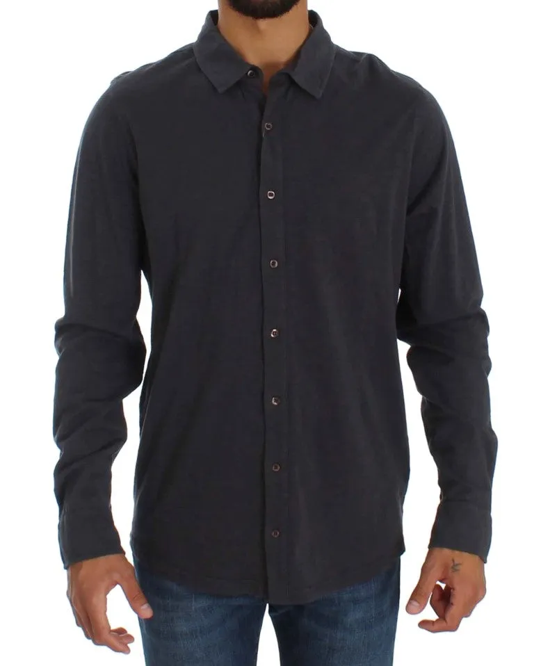 Alpha Massimo Rebecchi Sleek Gray Casual Cotton Men's Shirt