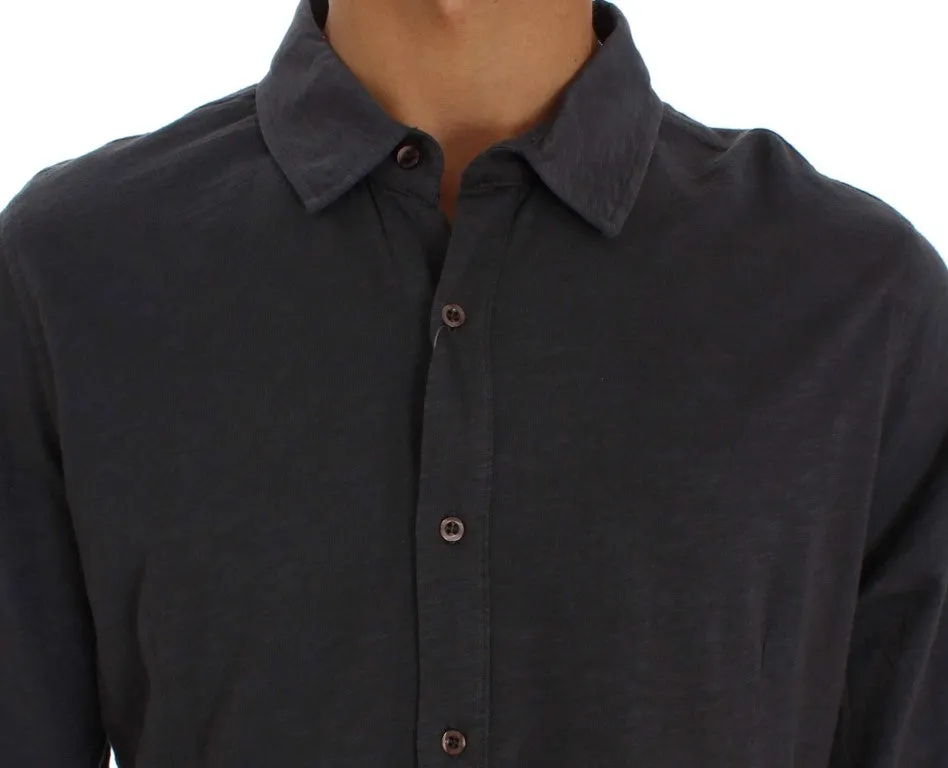 Alpha Massimo Rebecchi Sleek Gray Casual Cotton Men's Shirt