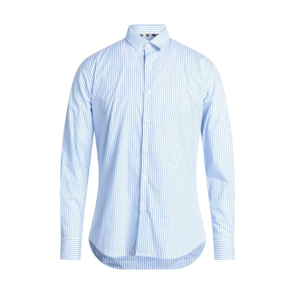 Aquascutum Classic Striped Cotton Shirt in Light Men's Blue