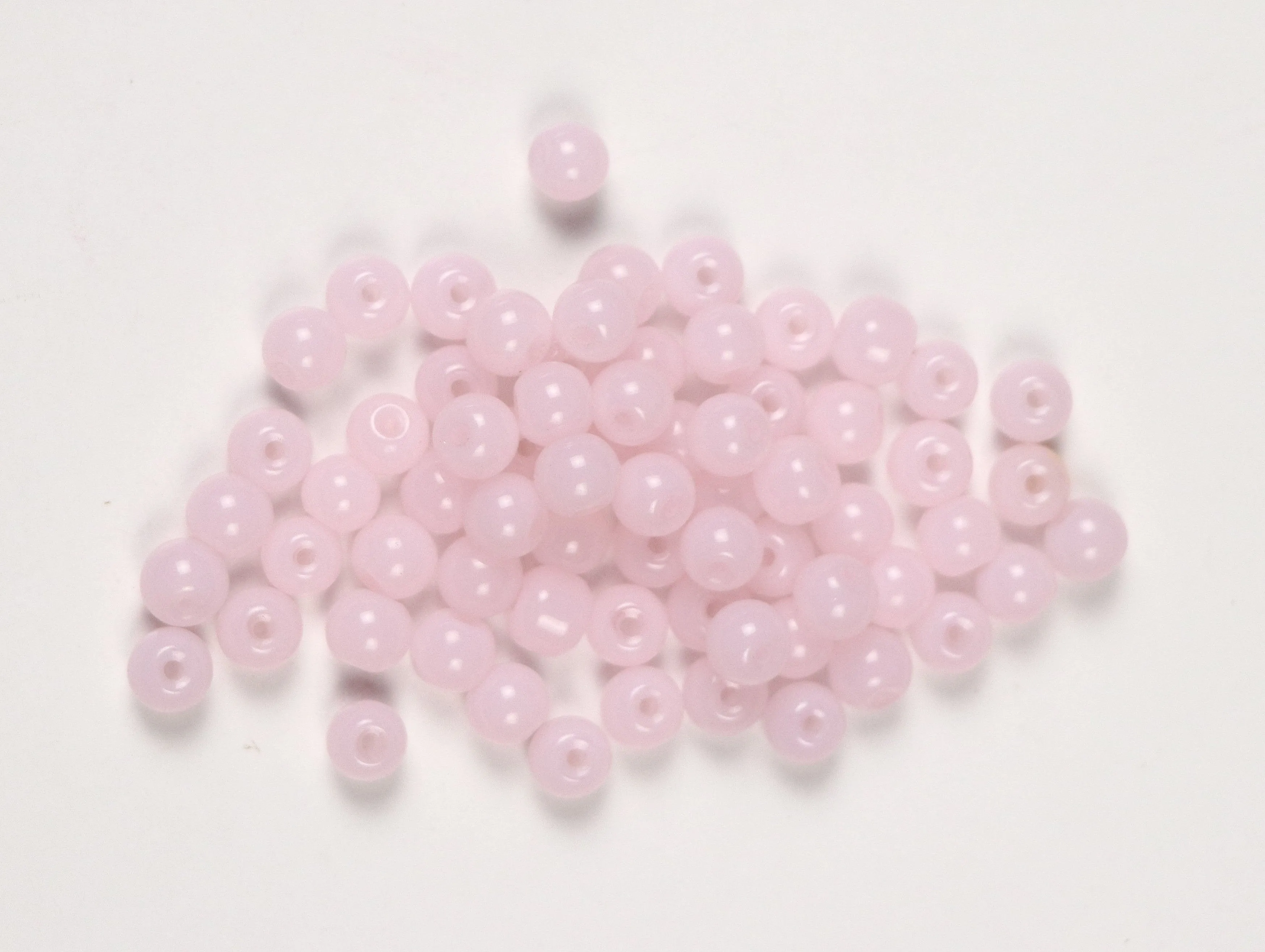 Baby Pink Fancy Round Glass Beads- 6 mm