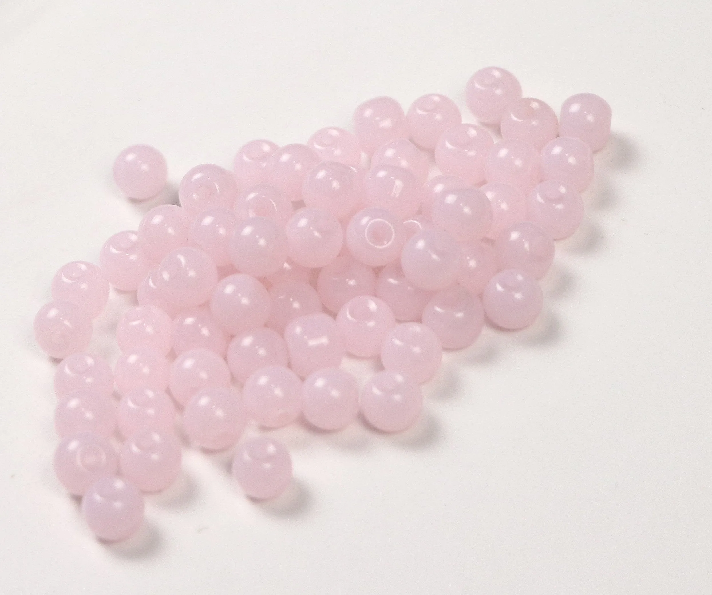 Baby Pink Fancy Round Glass Beads- 6 mm