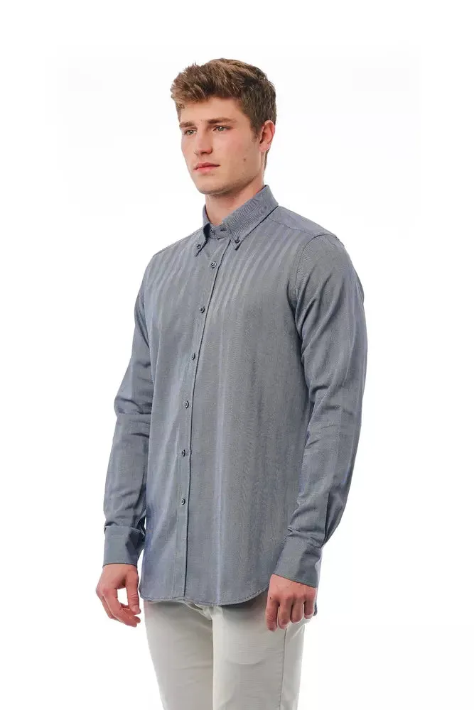 Bagutta Blue Cotton Men Men's Shirt