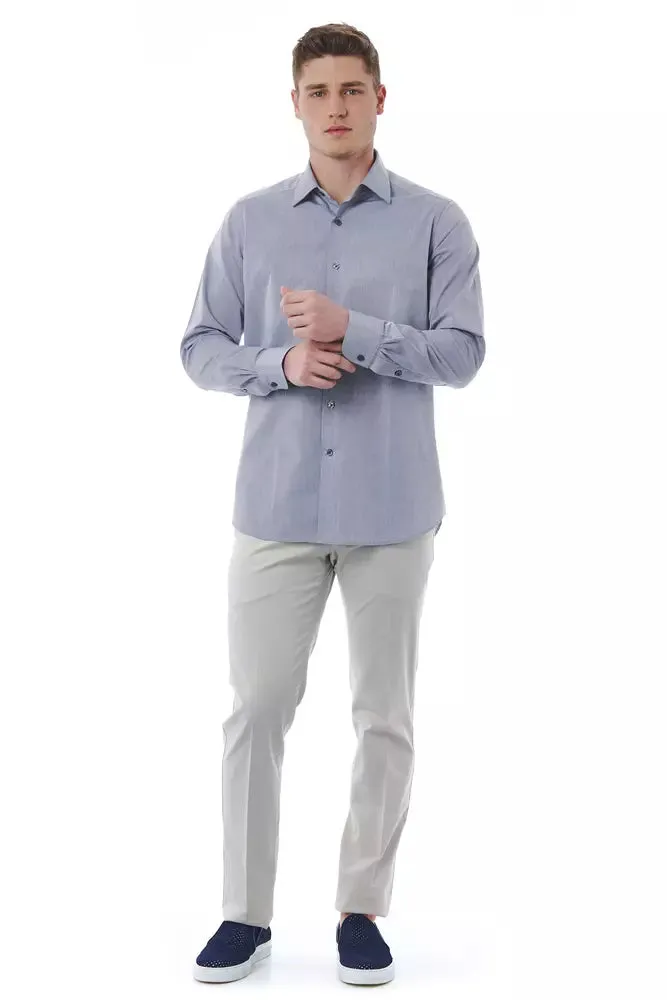 Bagutta Gray Cotton Men Men's Shirt