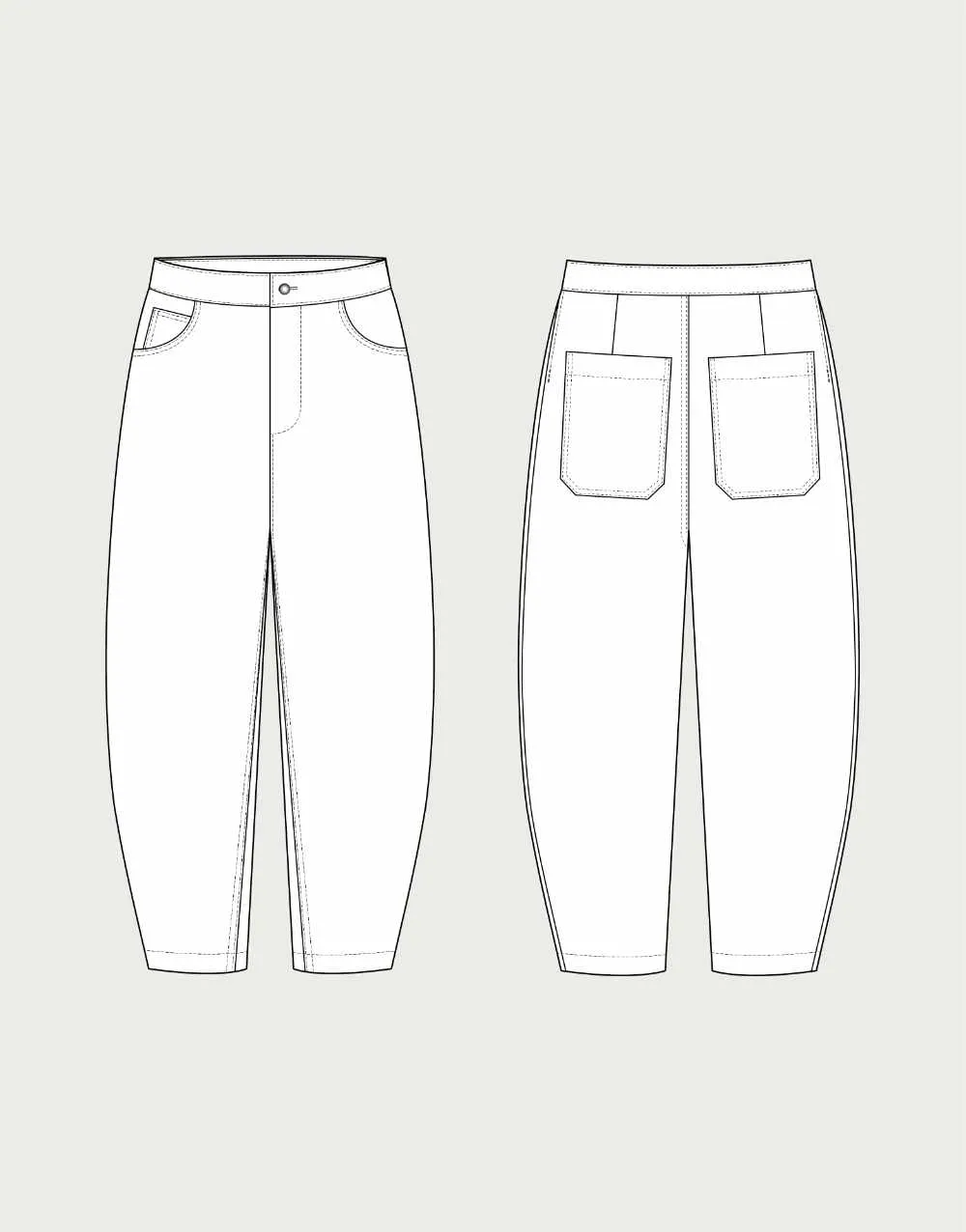 Barrel Leg Trousers Sewing Pattern, The Assembly Line