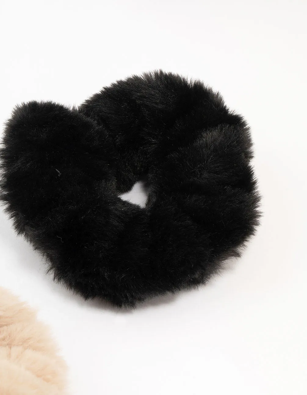 Black & Pink Faux Fur Scrunchies 2-Pack