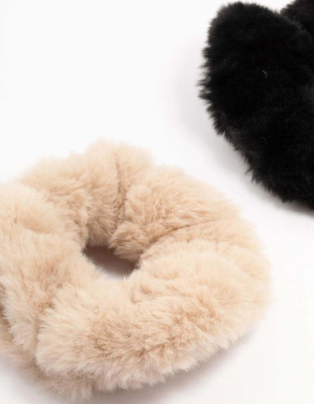 Black & Pink Faux Fur Scrunchies 2-Pack