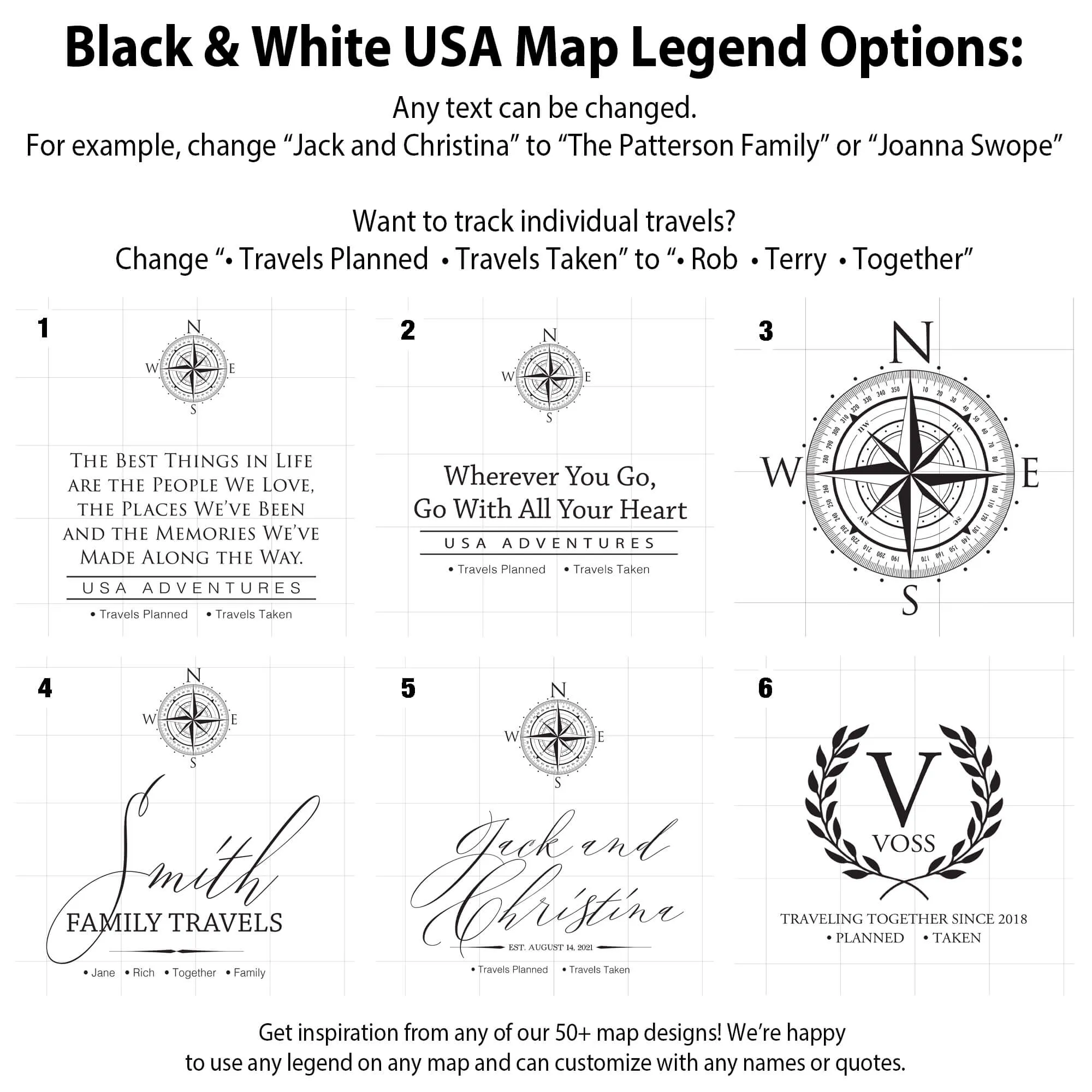 Black & White USA Push Pin Map Single Panel