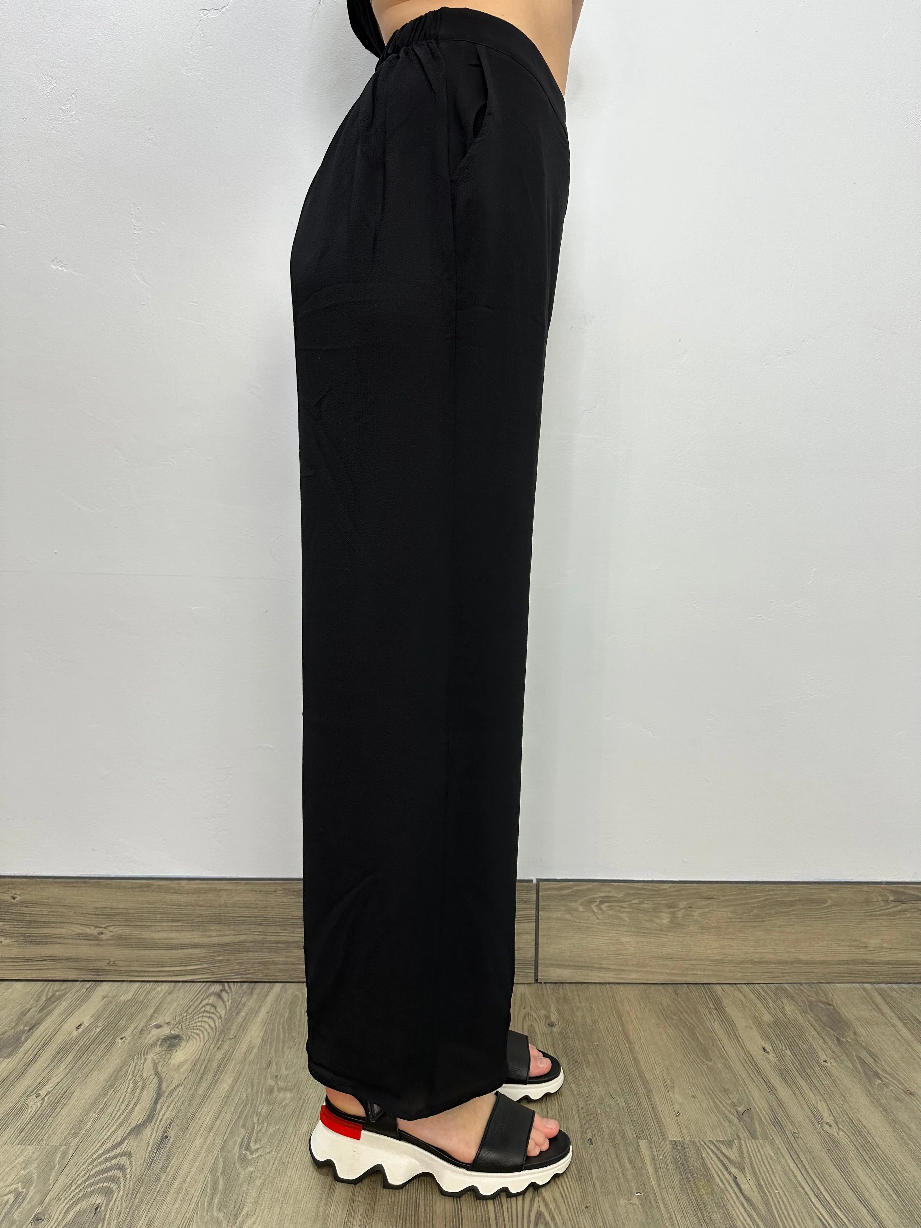 Black Full Length Kate Wide Leg Pant