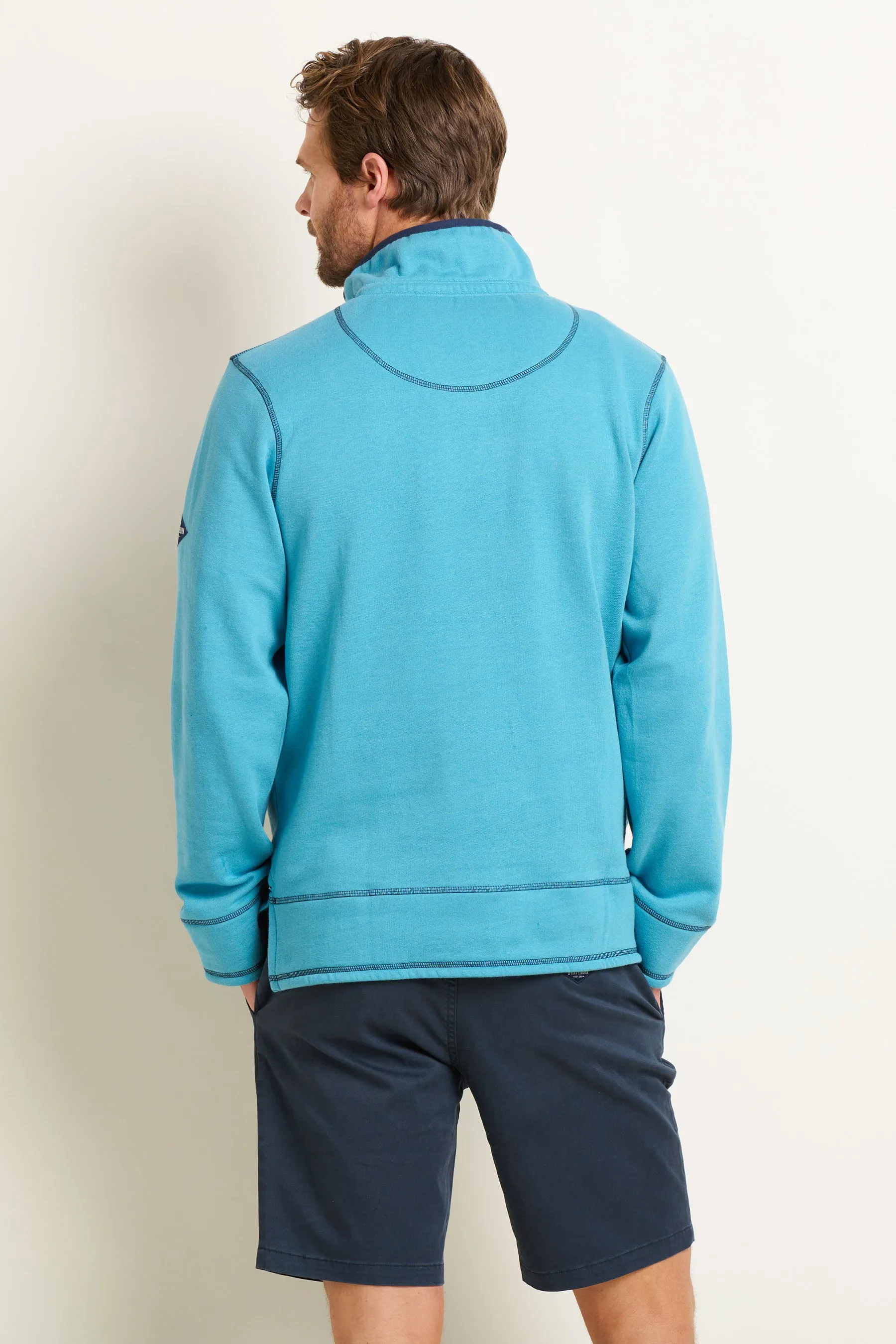 Blue Marl Quarter Zip Sweat