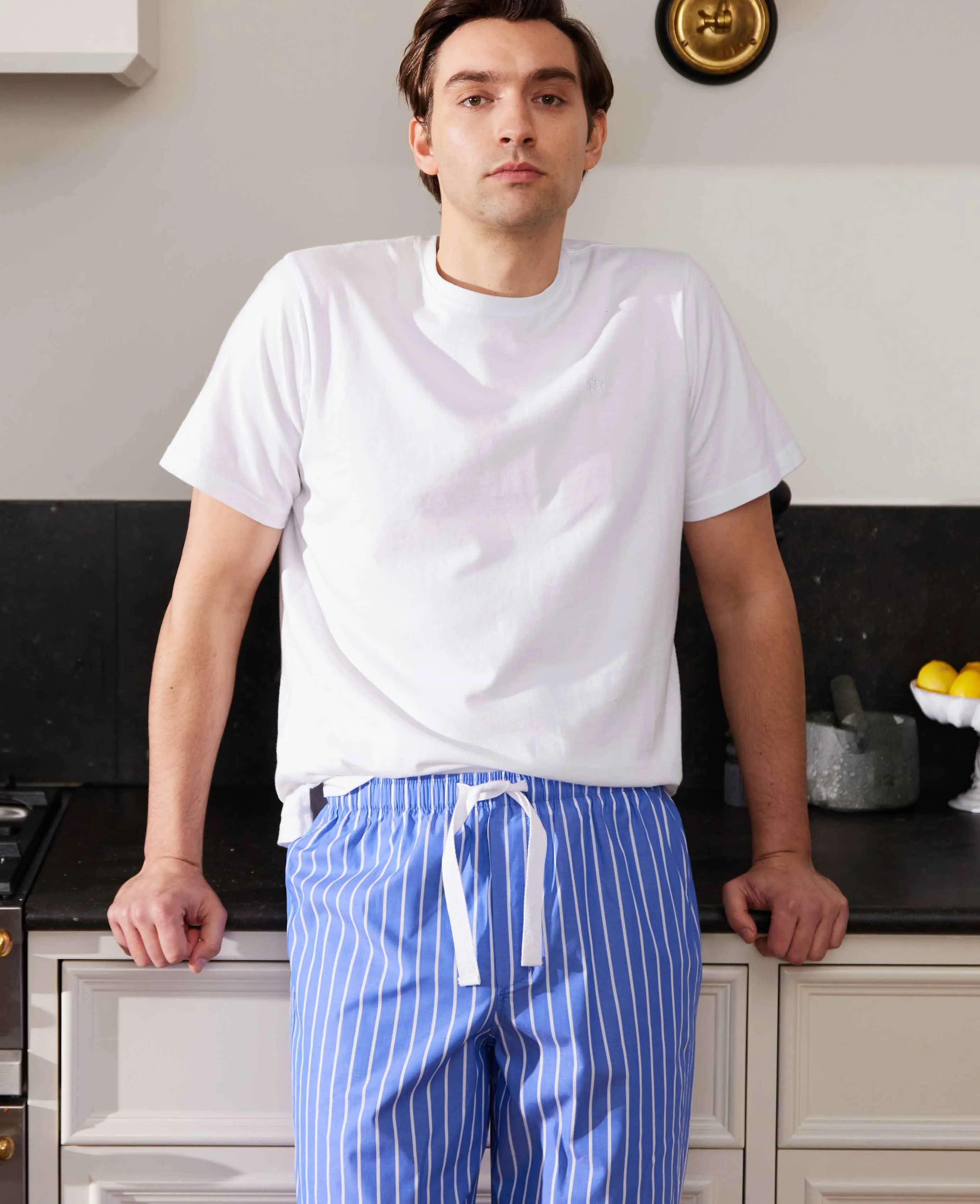 Blue Stripe Cotton Lounge Pants