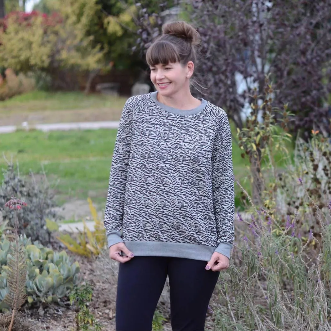 Boxy Raglan Sweater- Printed Pattern