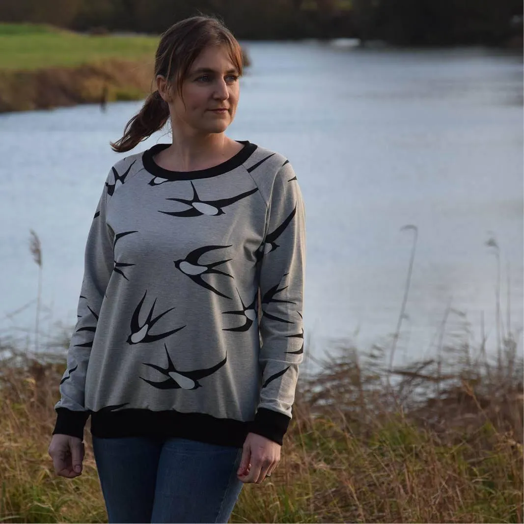 Boxy Raglan Sweater- Printed Pattern