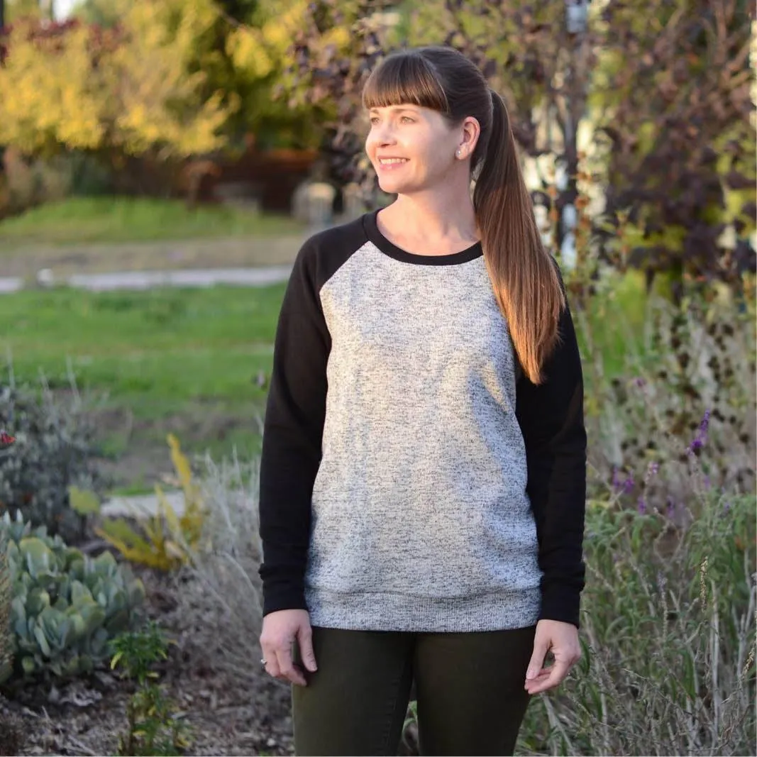 Boxy Raglan Sweater- Printed Pattern