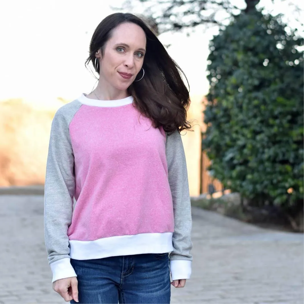 Boxy Raglan Sweater- Printed Pattern