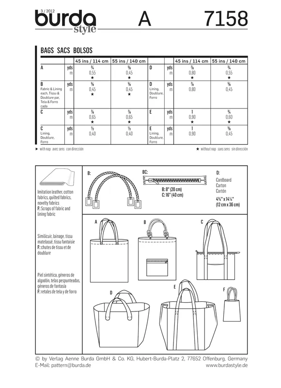 Burda Shopping Bags 7158