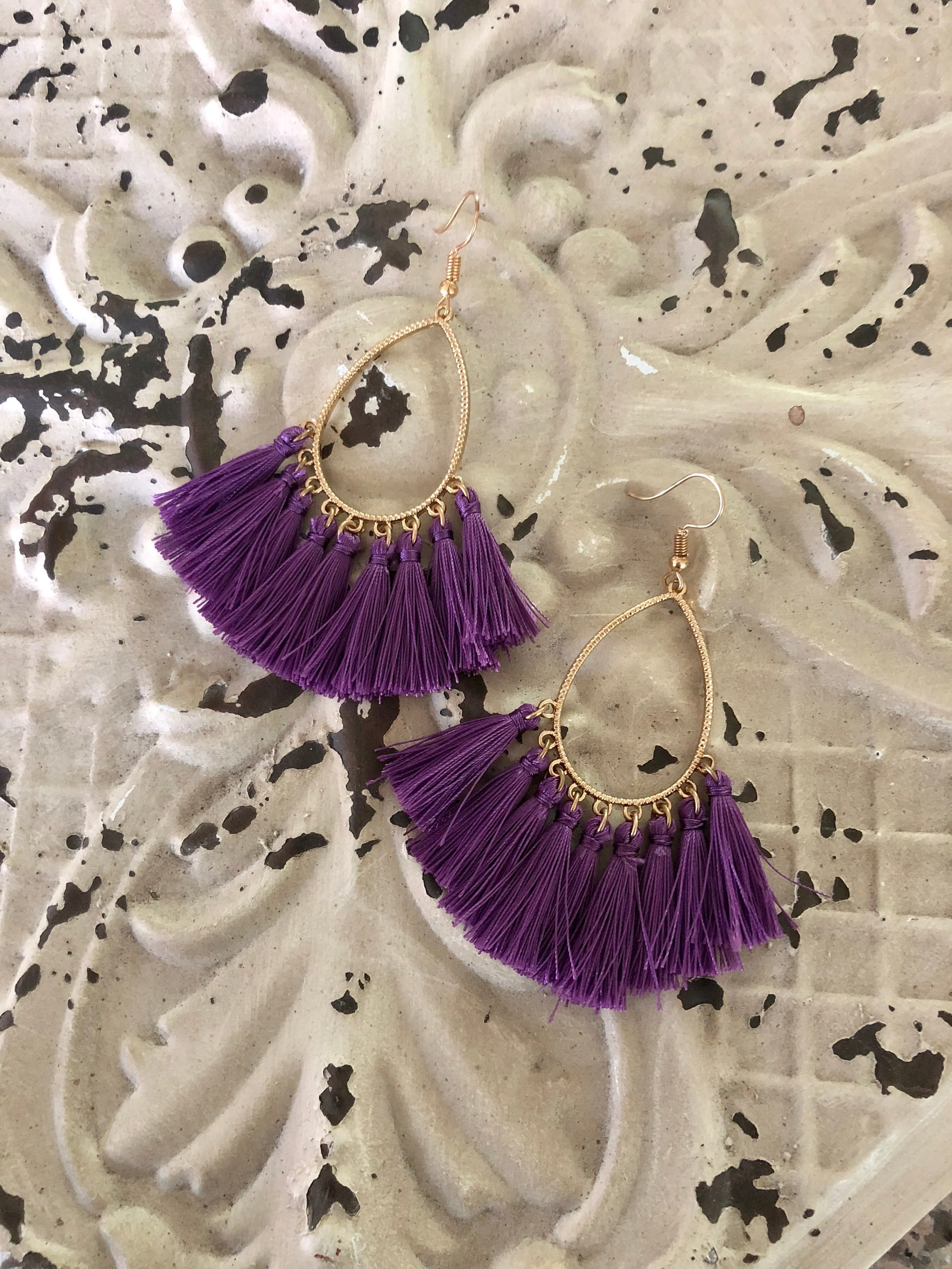 Caren Bestselling Teardrop Tassel Statement Earrings