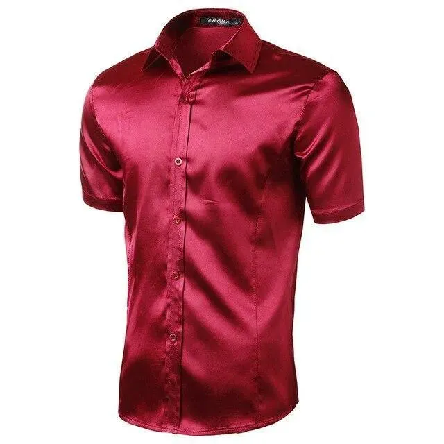 Casual Short Sleeve Silk Shirt For Men