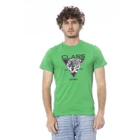 Cavalli Class Green Cotton Men Men's T-Shirt