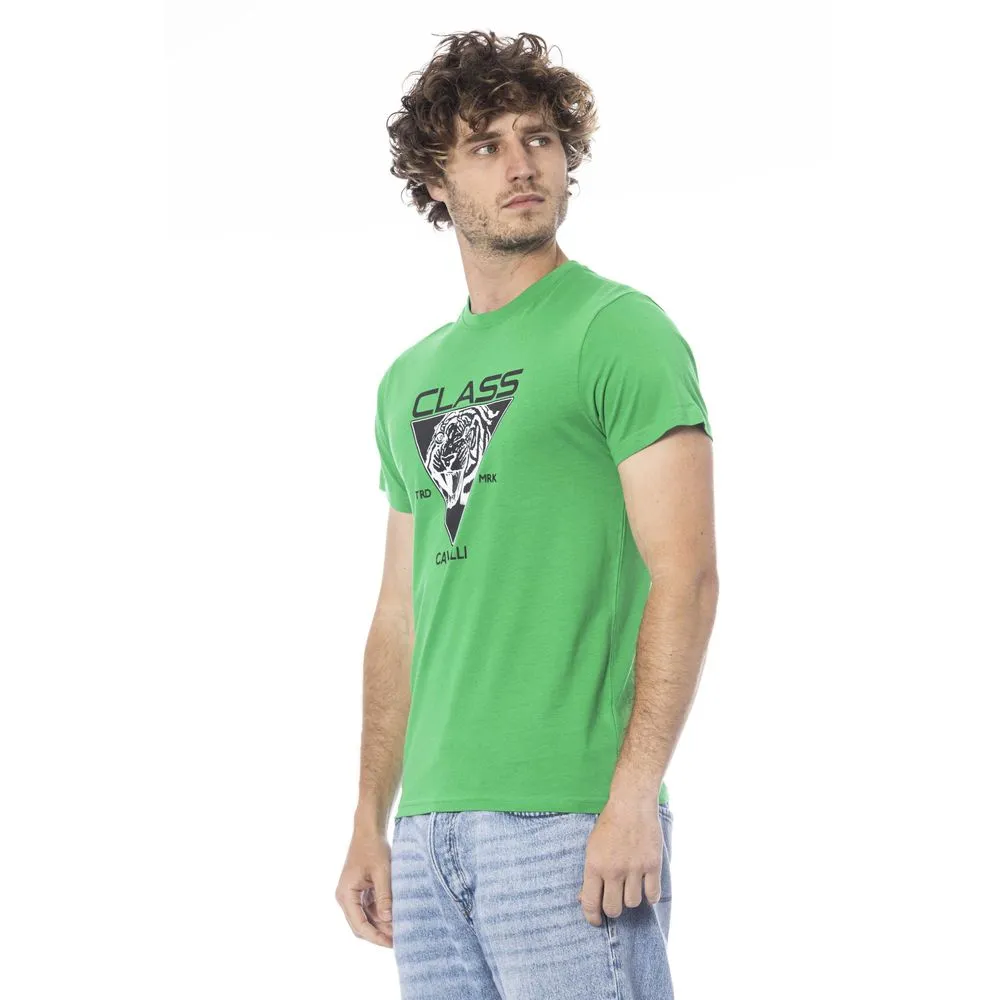 Cavalli Class Green Cotton Men Men's T-Shirt