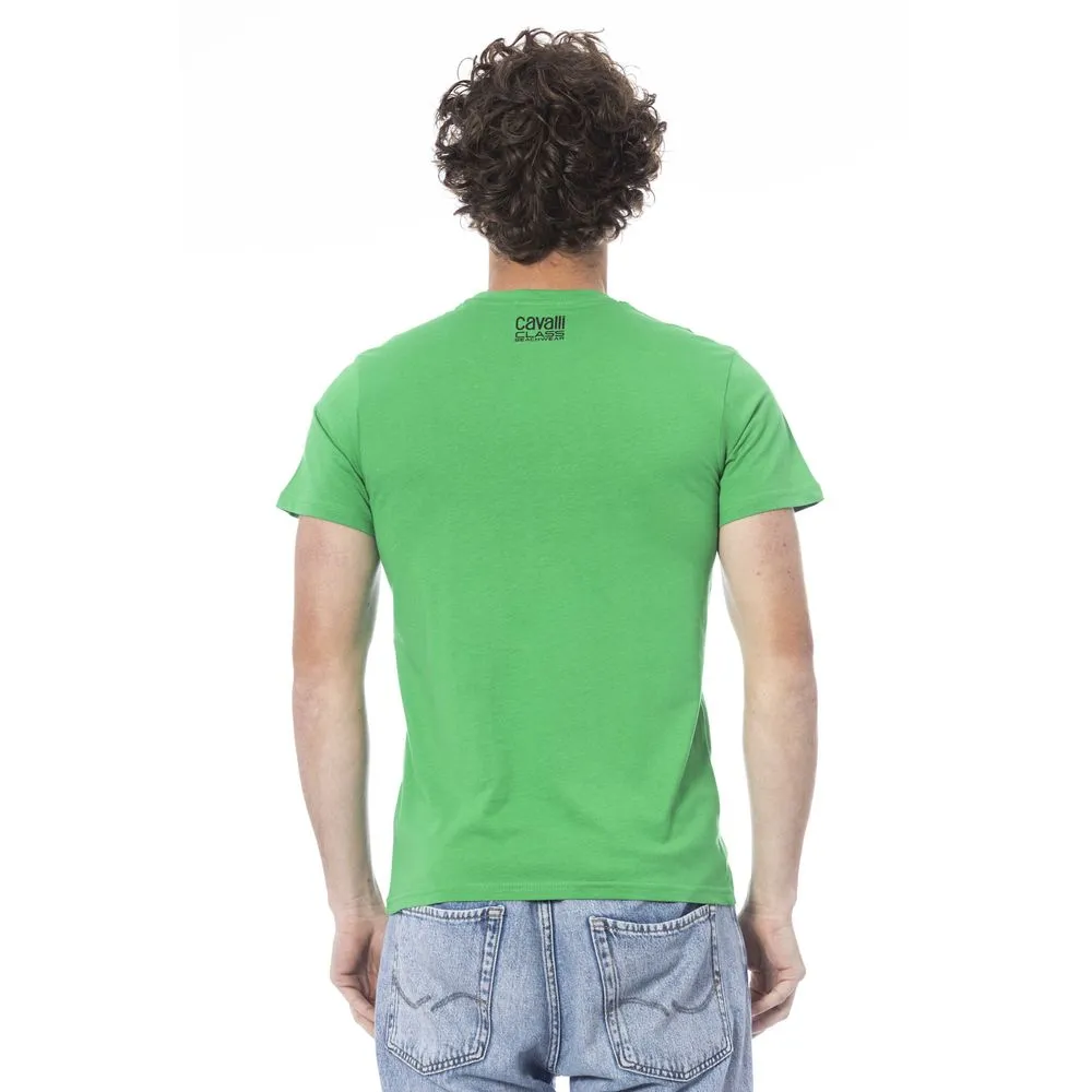 Cavalli Class Green Cotton Men Men's T-Shirt