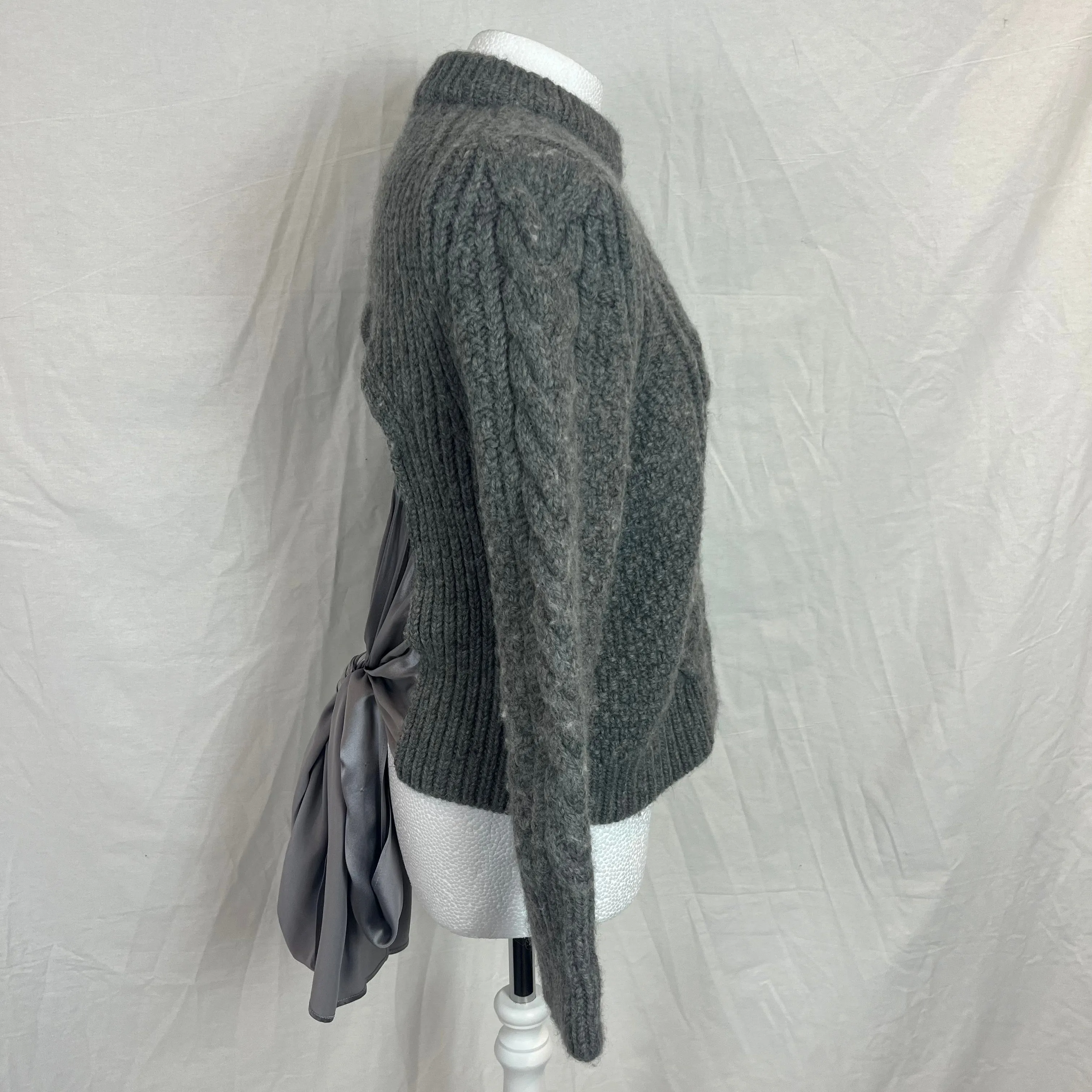 Cecilie Bahnsen £795 Grey Cable Knit Bow Back Sweater XS/S