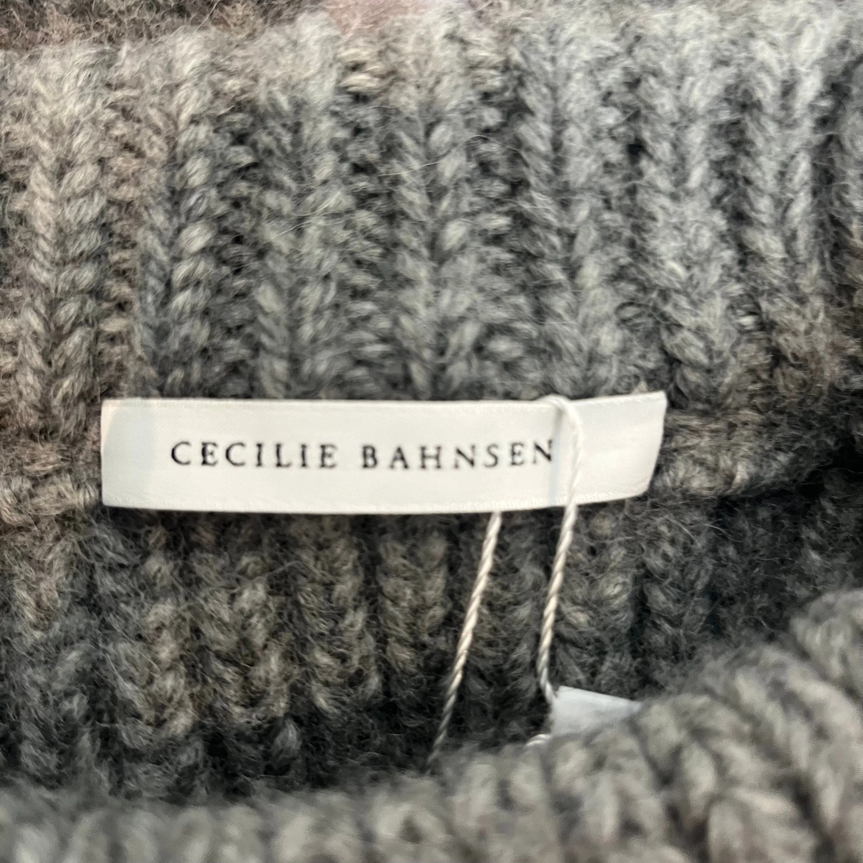 Cecilie Bahnsen £795 Grey Cable Knit Bow Back Sweater XS/S