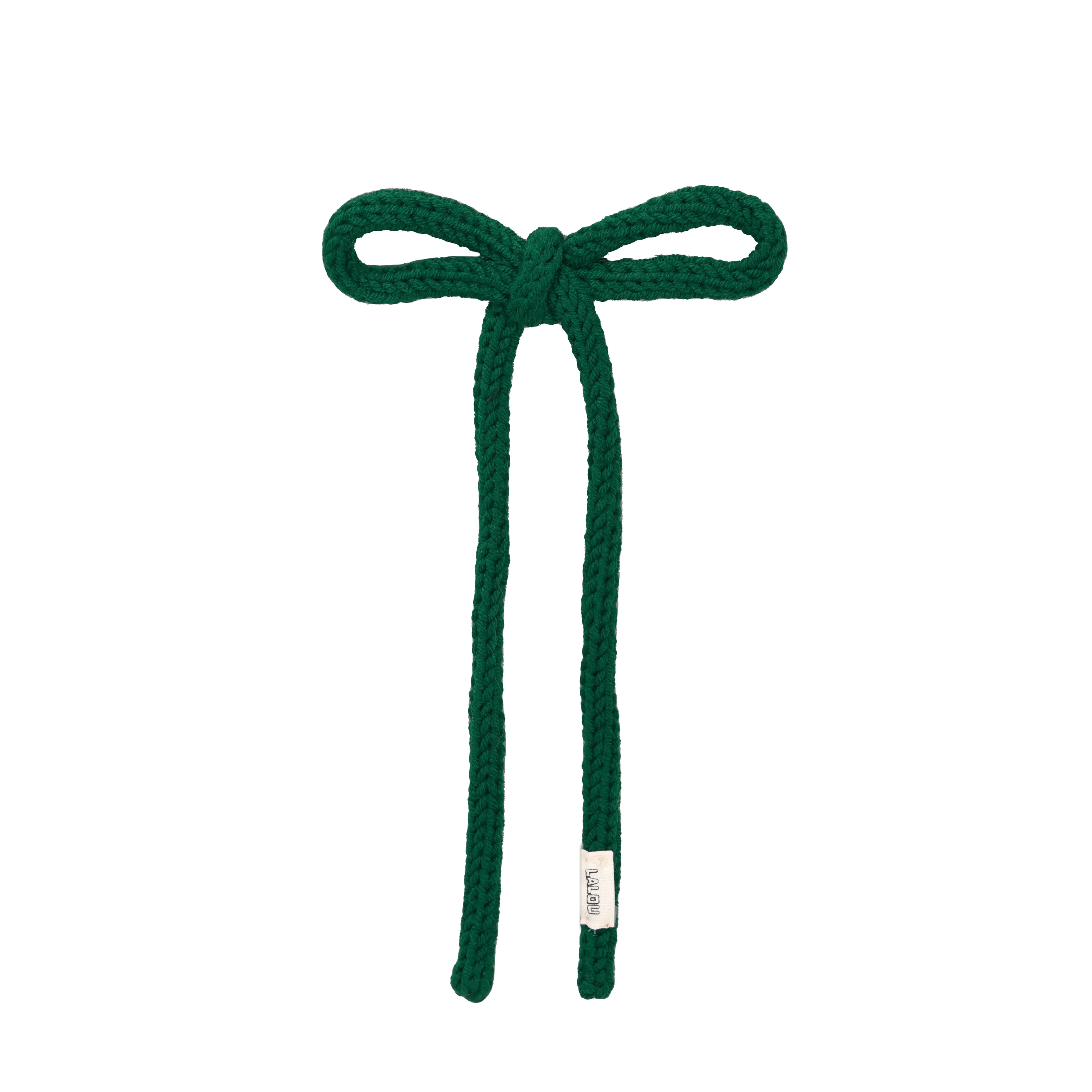 clip hand crochet with bow - hunter green