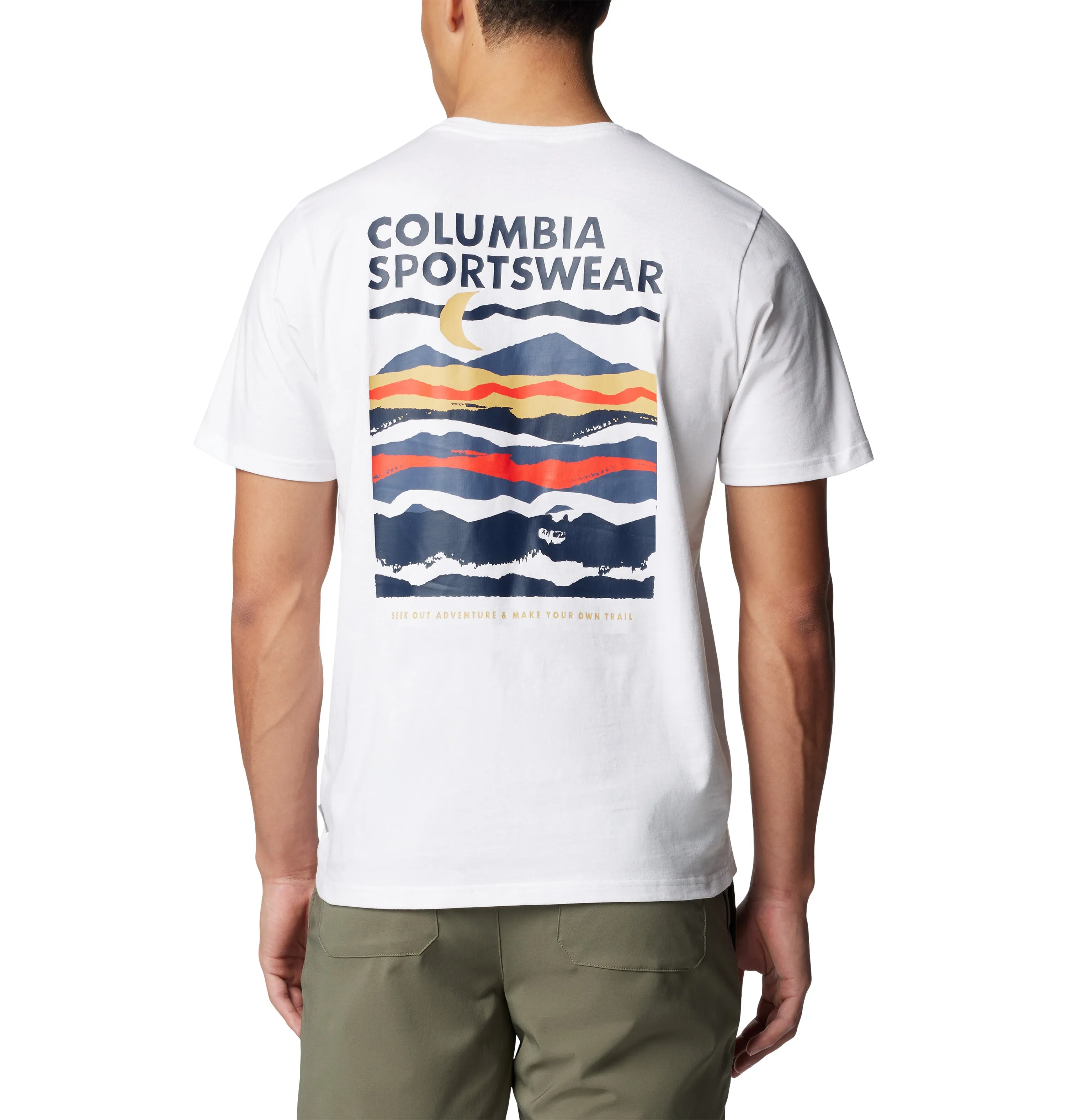 Columbia Men's Explorers Canyon Back Graphic Short Sleeve Tee (White/Torn Moonscape)