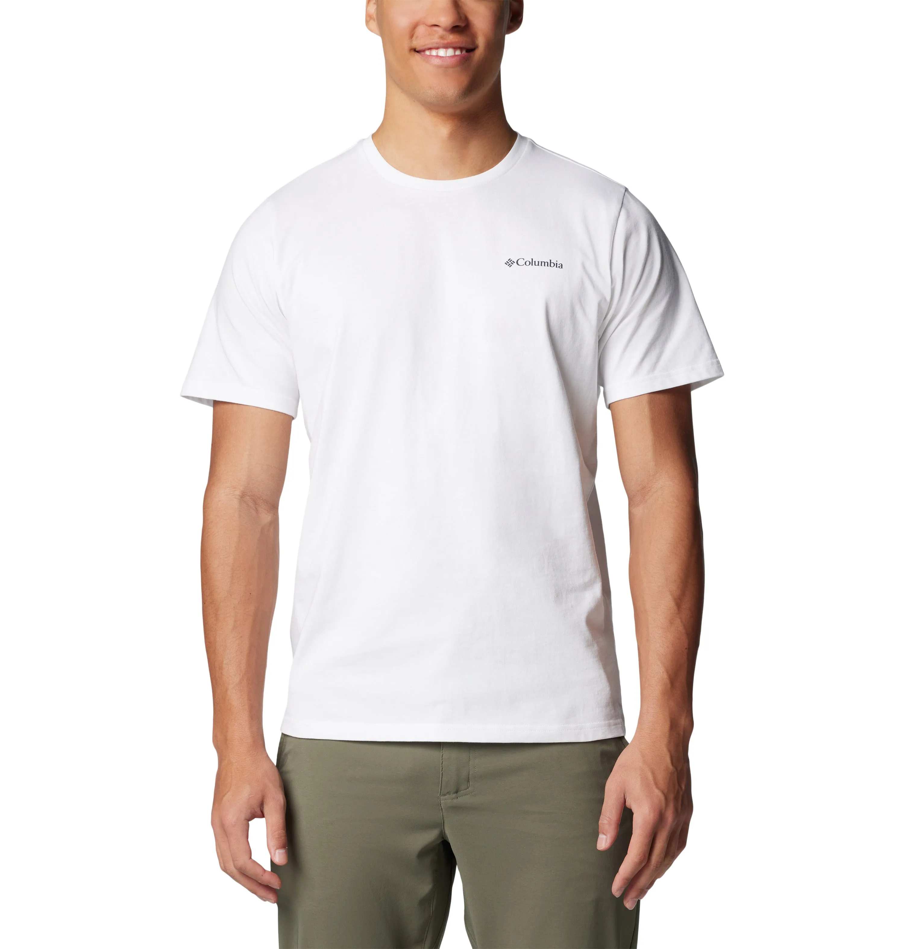 Columbia Men's Explorers Canyon Back Graphic Short Sleeve Tee (White/Torn Moonscape)