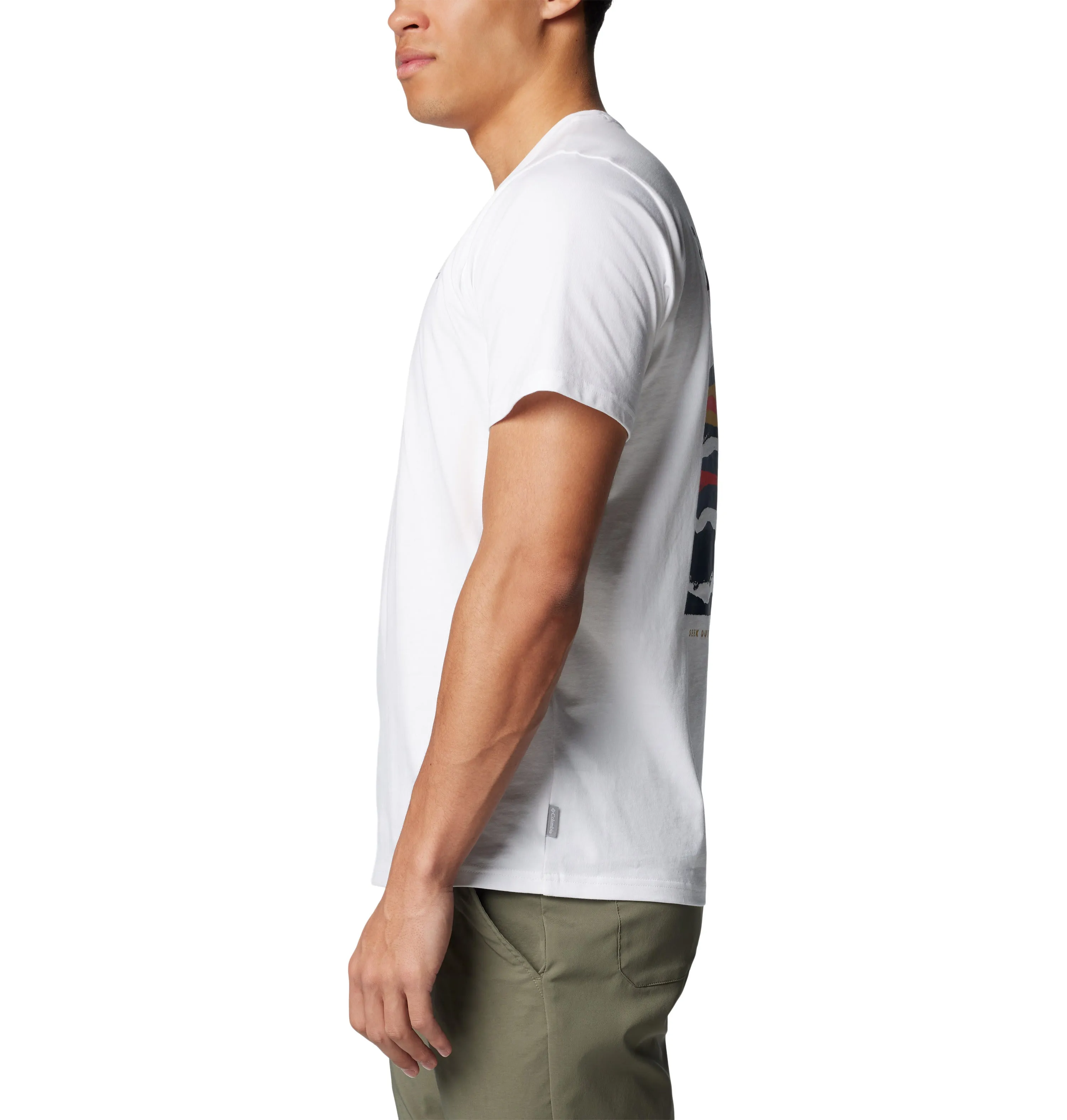 Columbia Men's Explorers Canyon Back Graphic Short Sleeve Tee (White/Torn Moonscape)