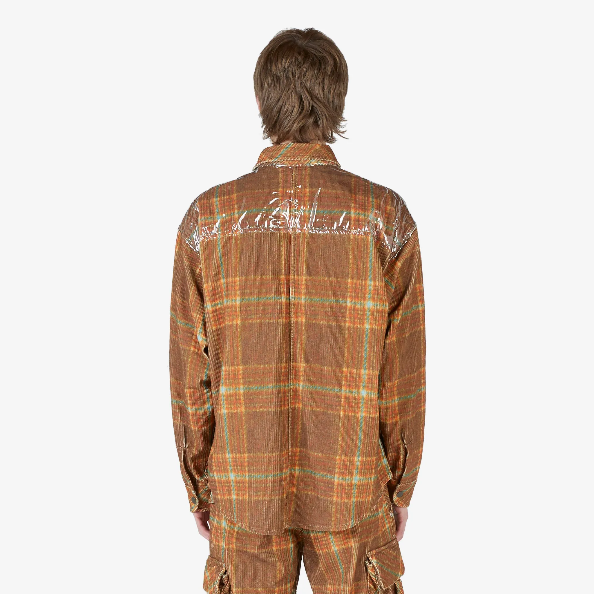 Corduroy Printed Overshirt Grey Brown