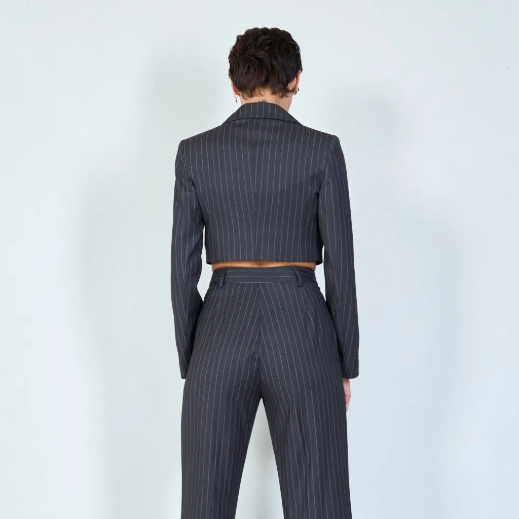 Cropped pinstripe blazer with pocket details wholesale