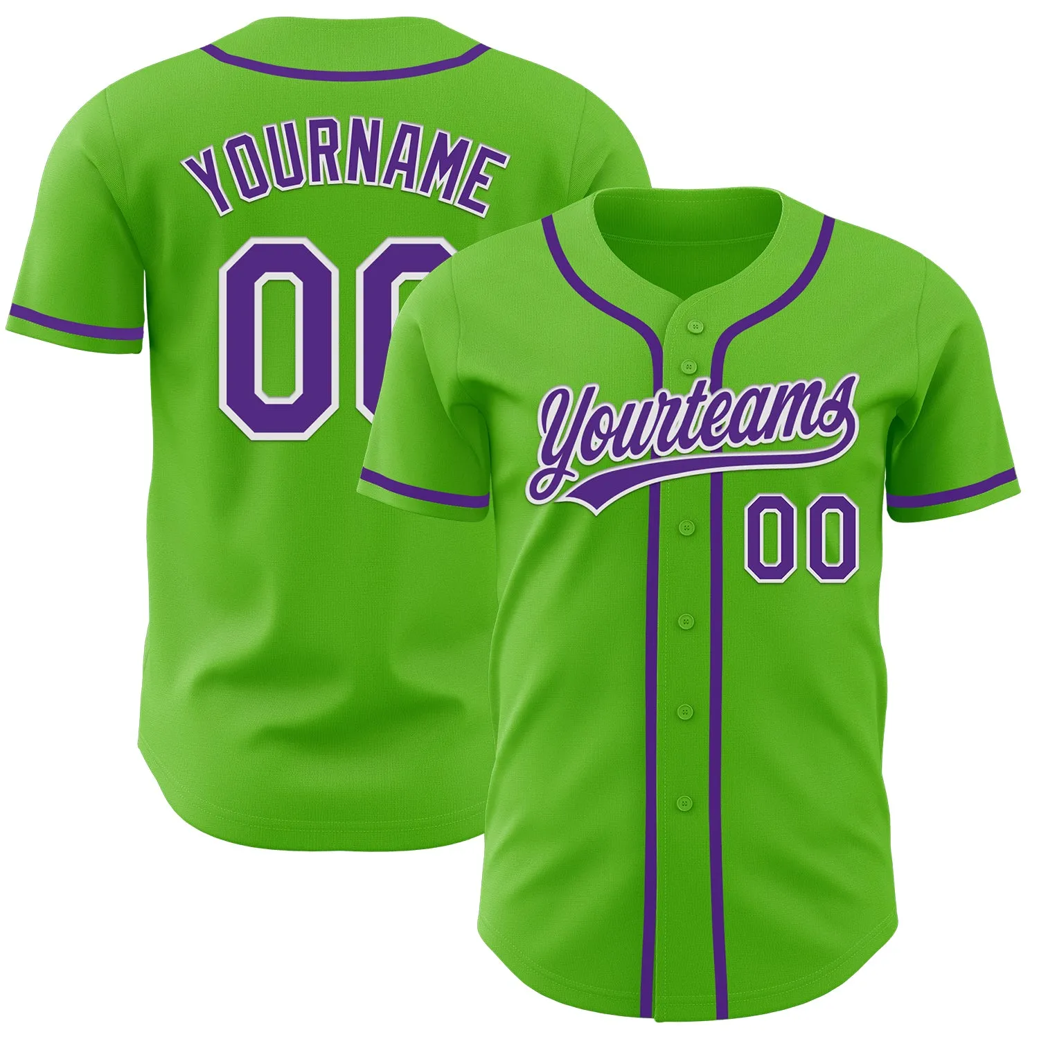 Custom Aurora Green Purple-White Authentic Baseball Jersey