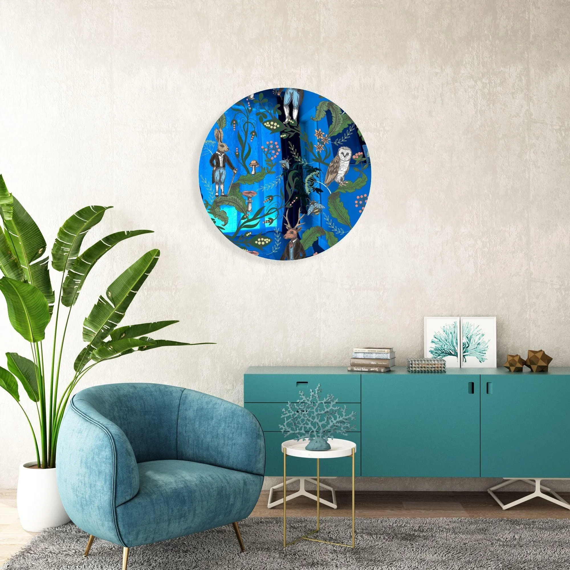 Dark Woodland Animals Printed Mirror Acrylic Circles