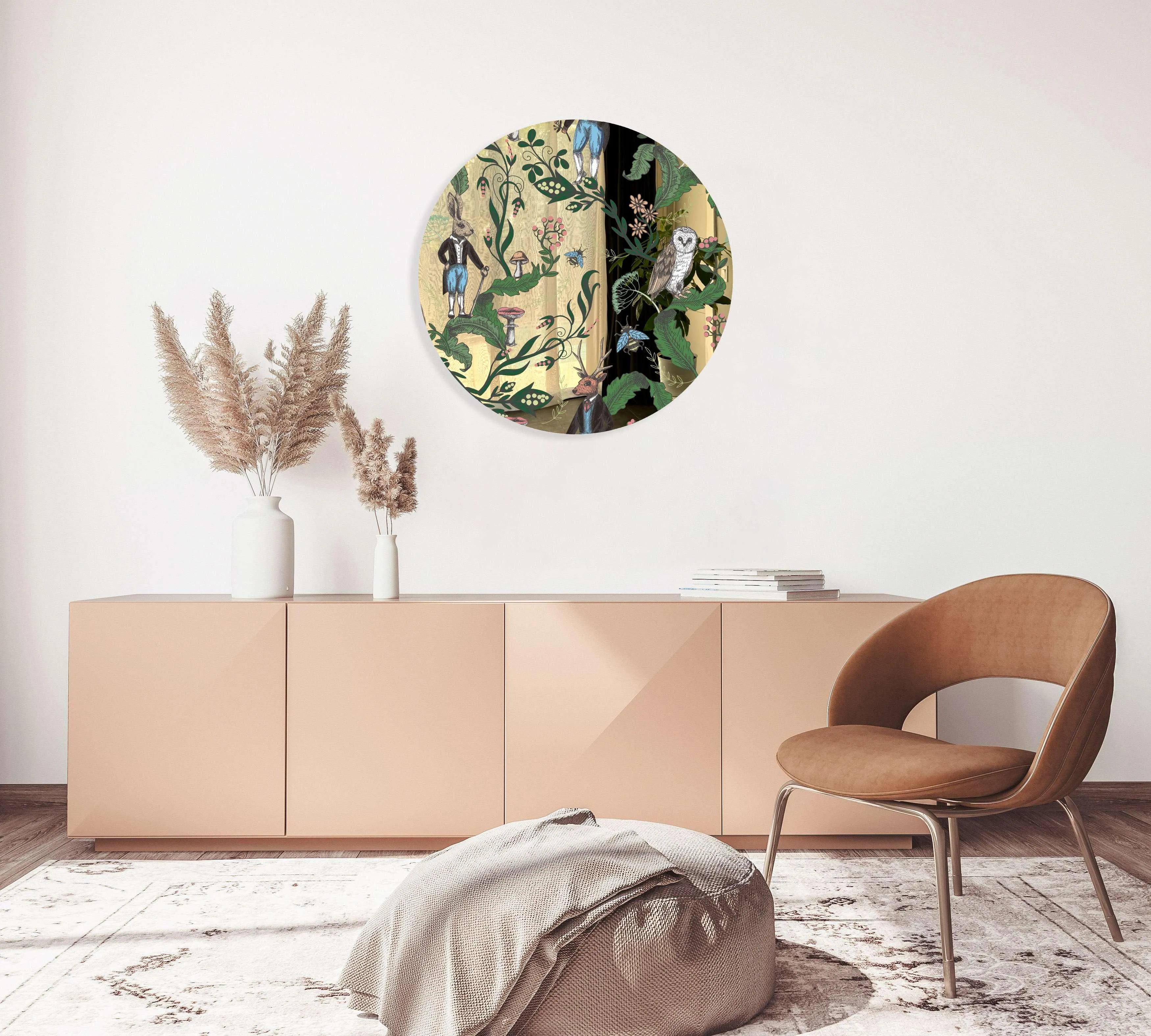 Dark Woodland Animals Printed Mirror Acrylic Circles